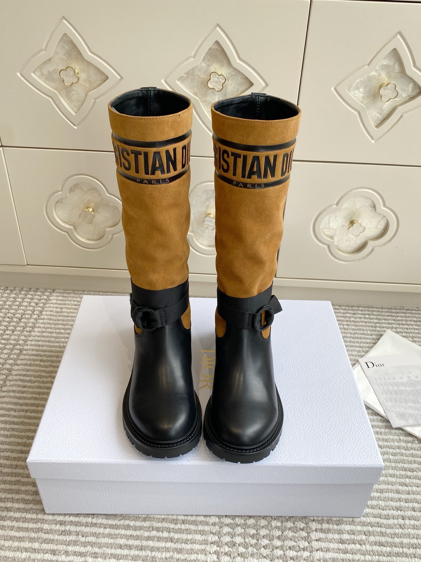 Dior 2025 Boot Black mix Camel Suede Cowhide 501187