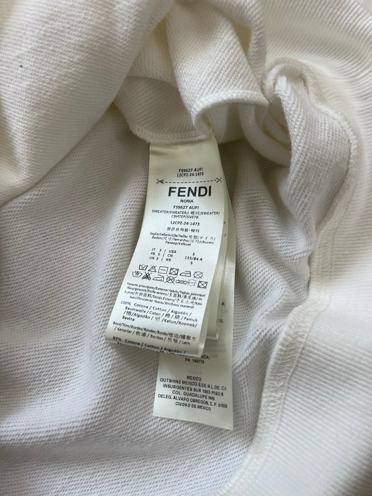 Fendi 25 Hoodie White Cotton 0032