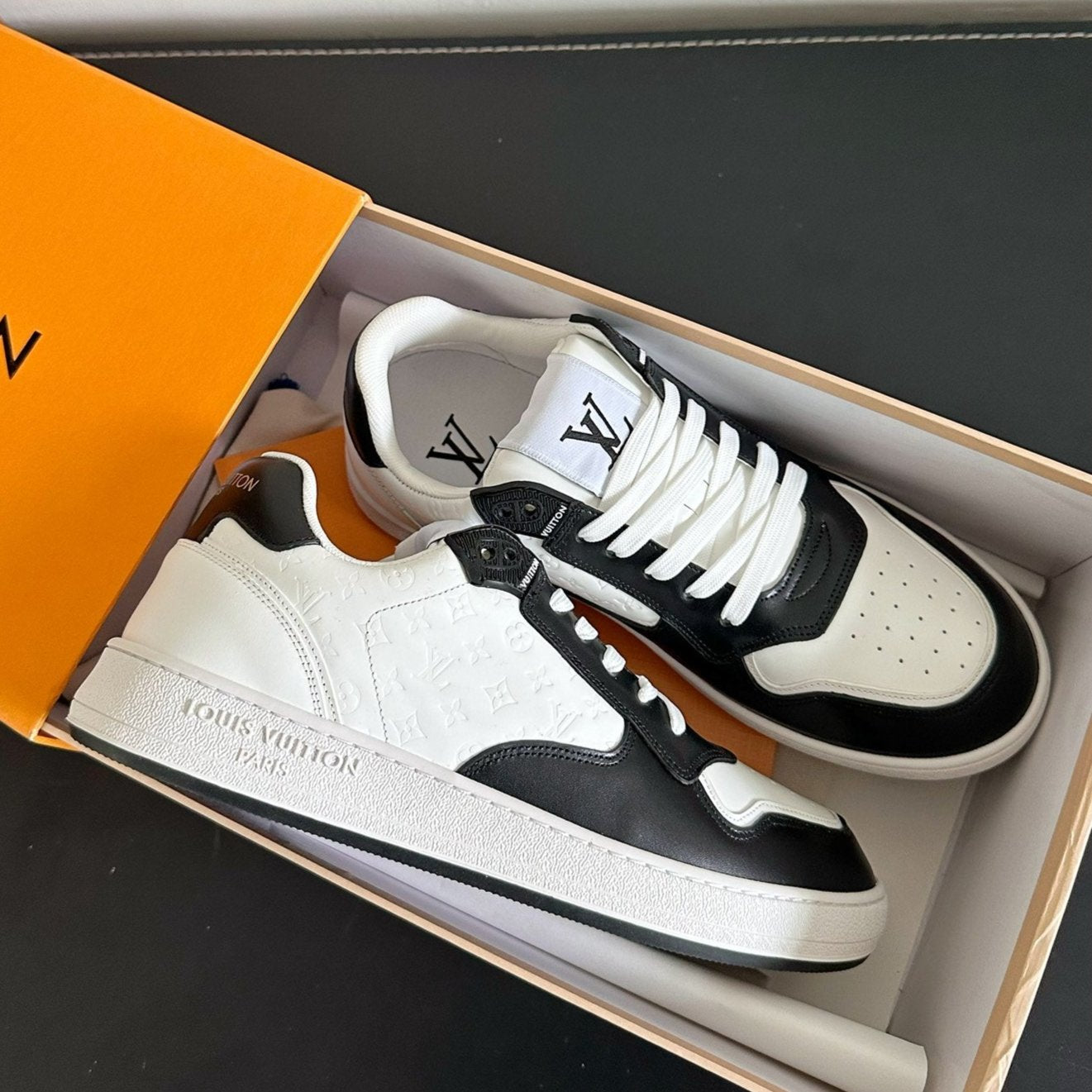 LV Stadium Sneaker White Mix Black Monogram Cowhide