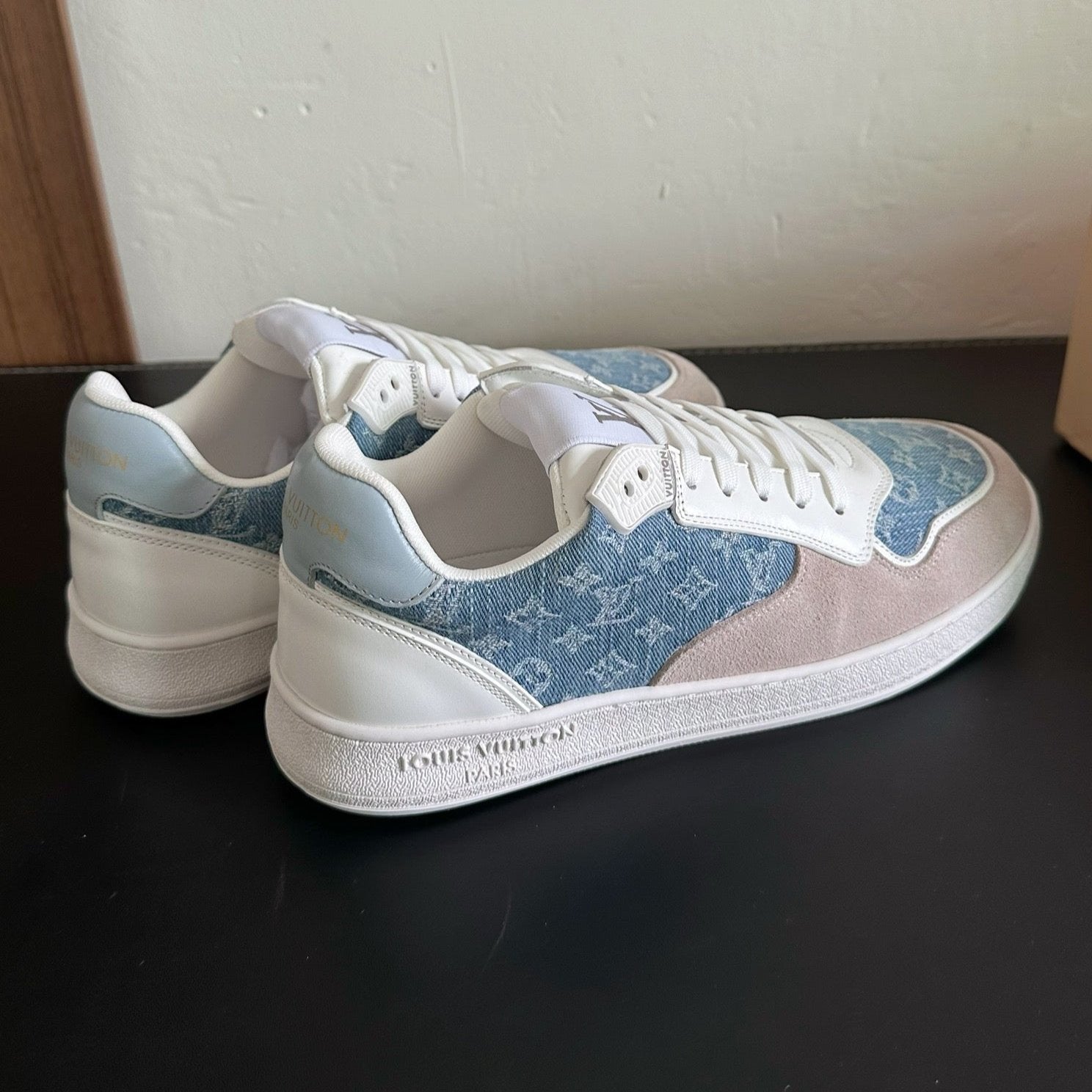 LV Stadium Sneaker Blue Mix Brown Monogram Suede