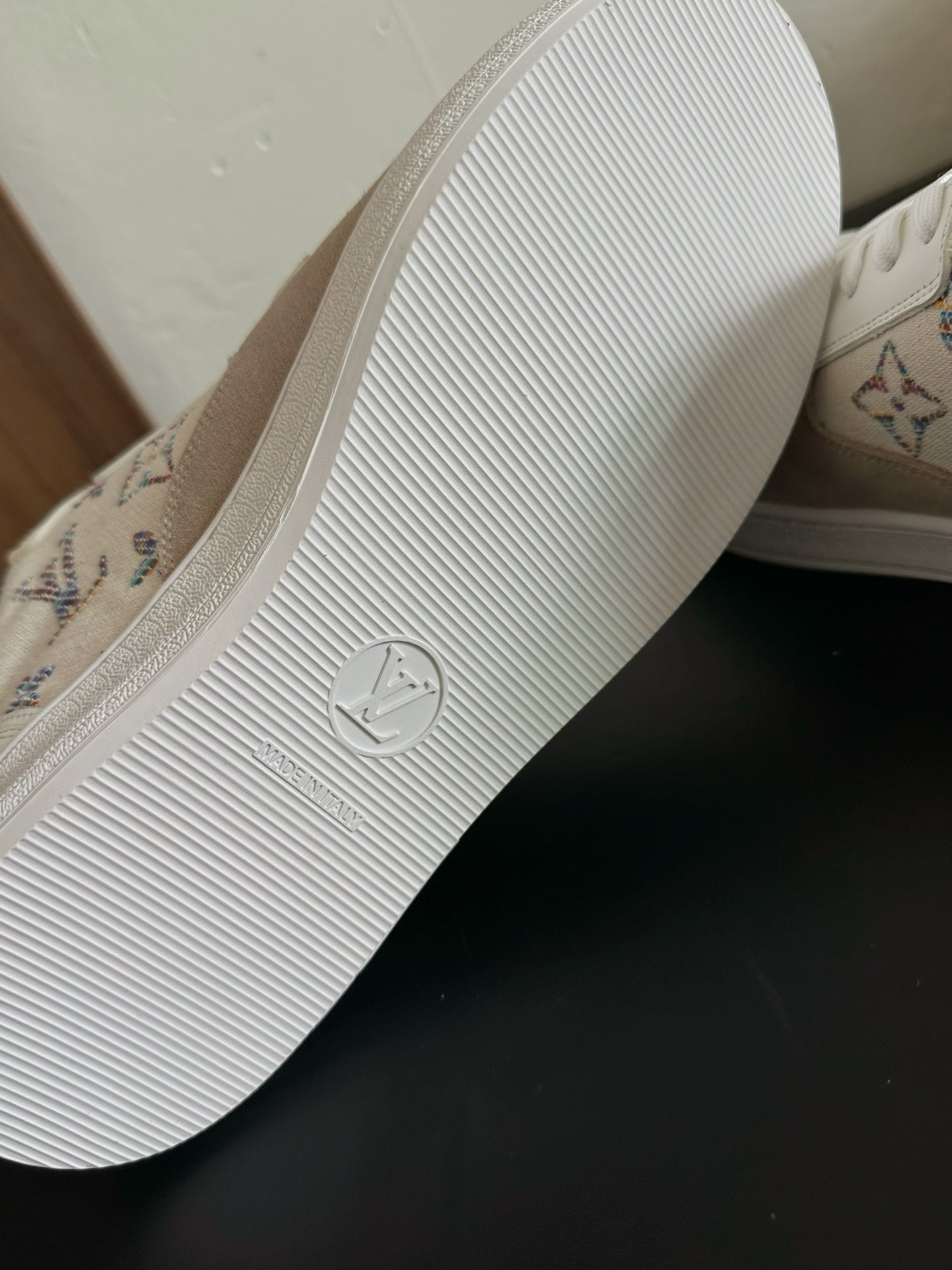 LV Stadium Sneaker White Mix Brown Monogram Suede