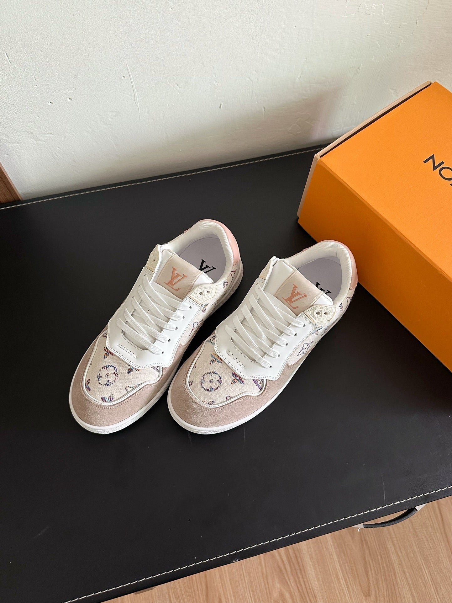 LV Stadium Sneaker White Mix Brown Monogram Suede