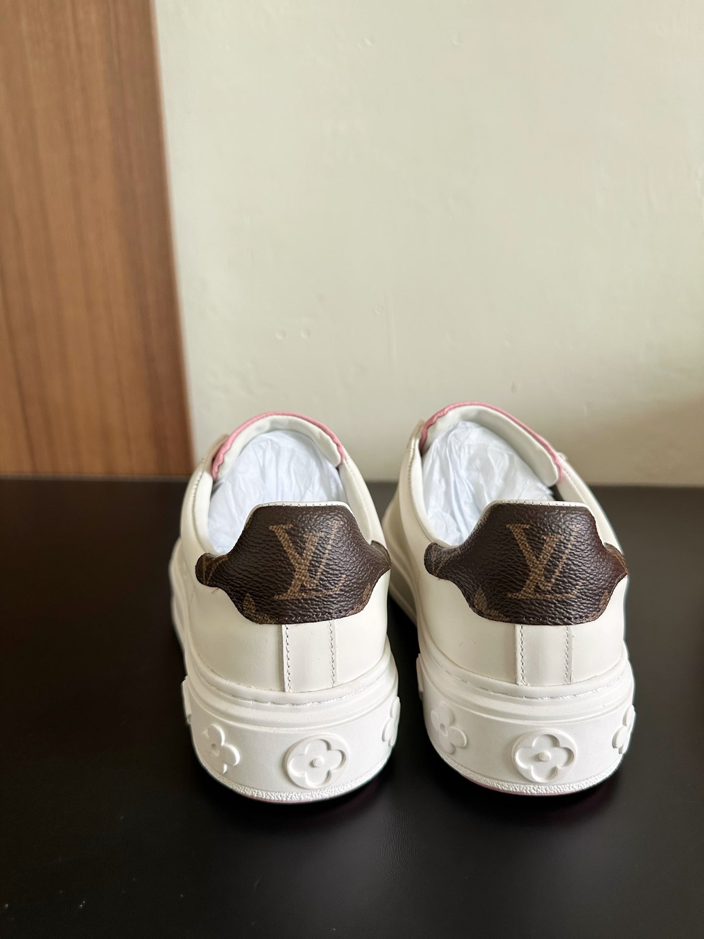 LV Time Out Sneakers White Mix Pink Calfskin