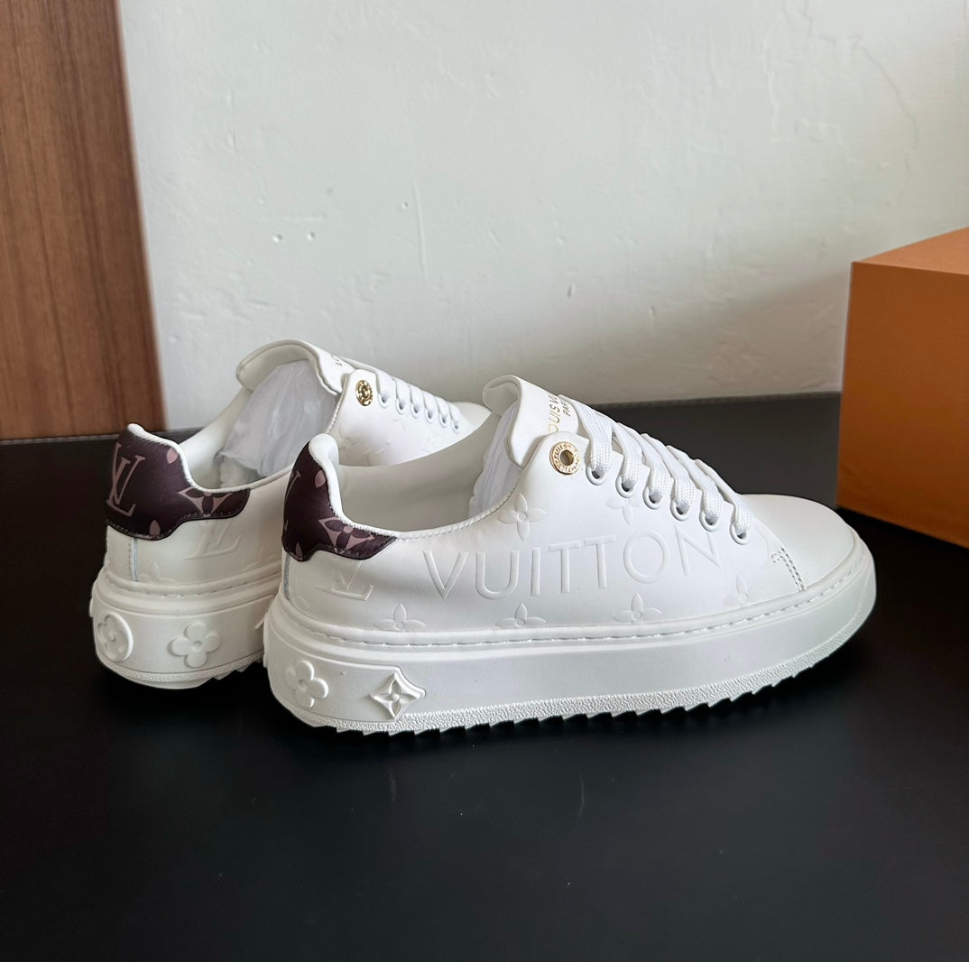 LV Time Out Sneakers White Mix Brown Monogram Calfskin