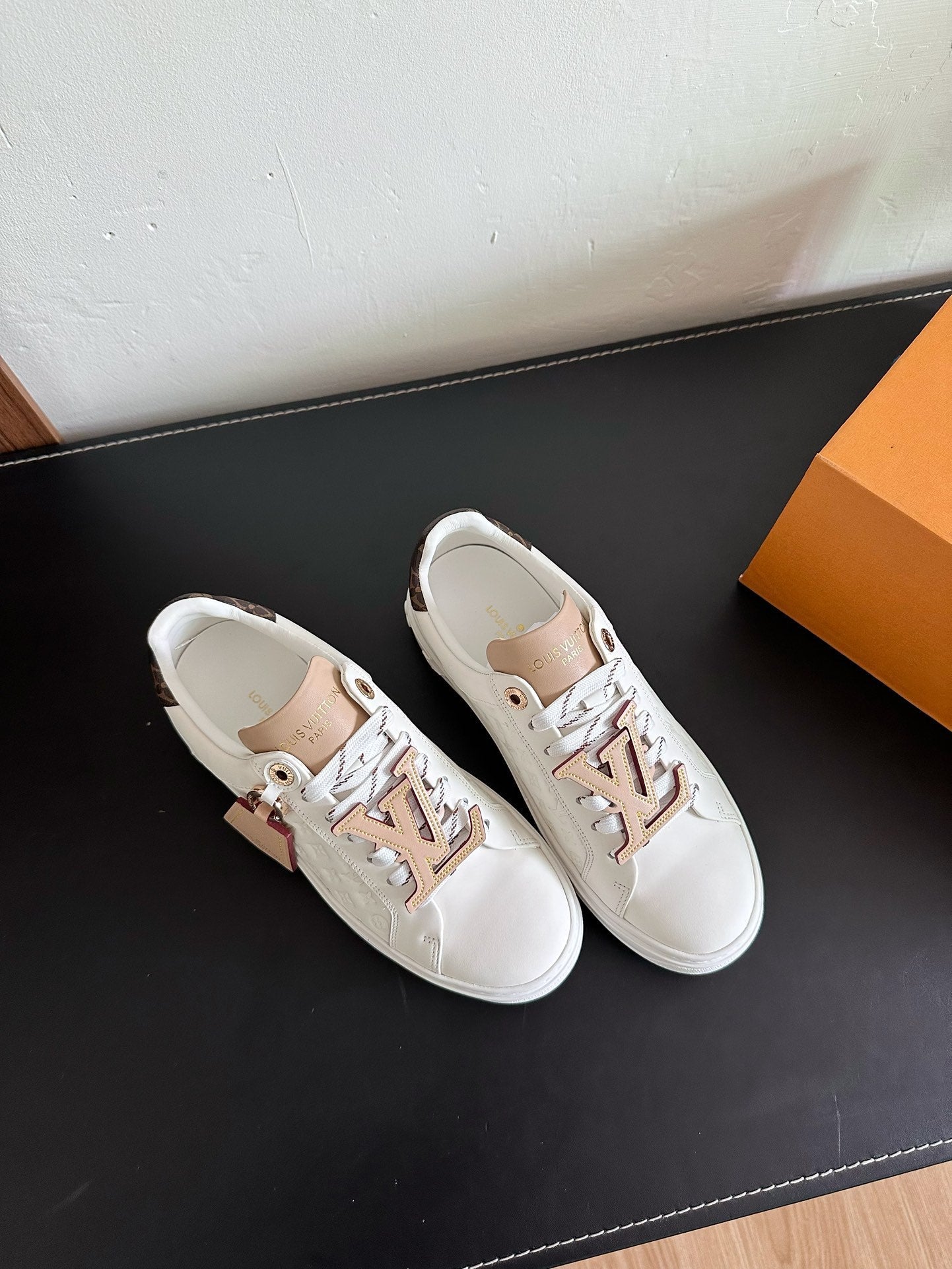 LV Time Out Sneakers White Mix Beige Monogram Calfskin