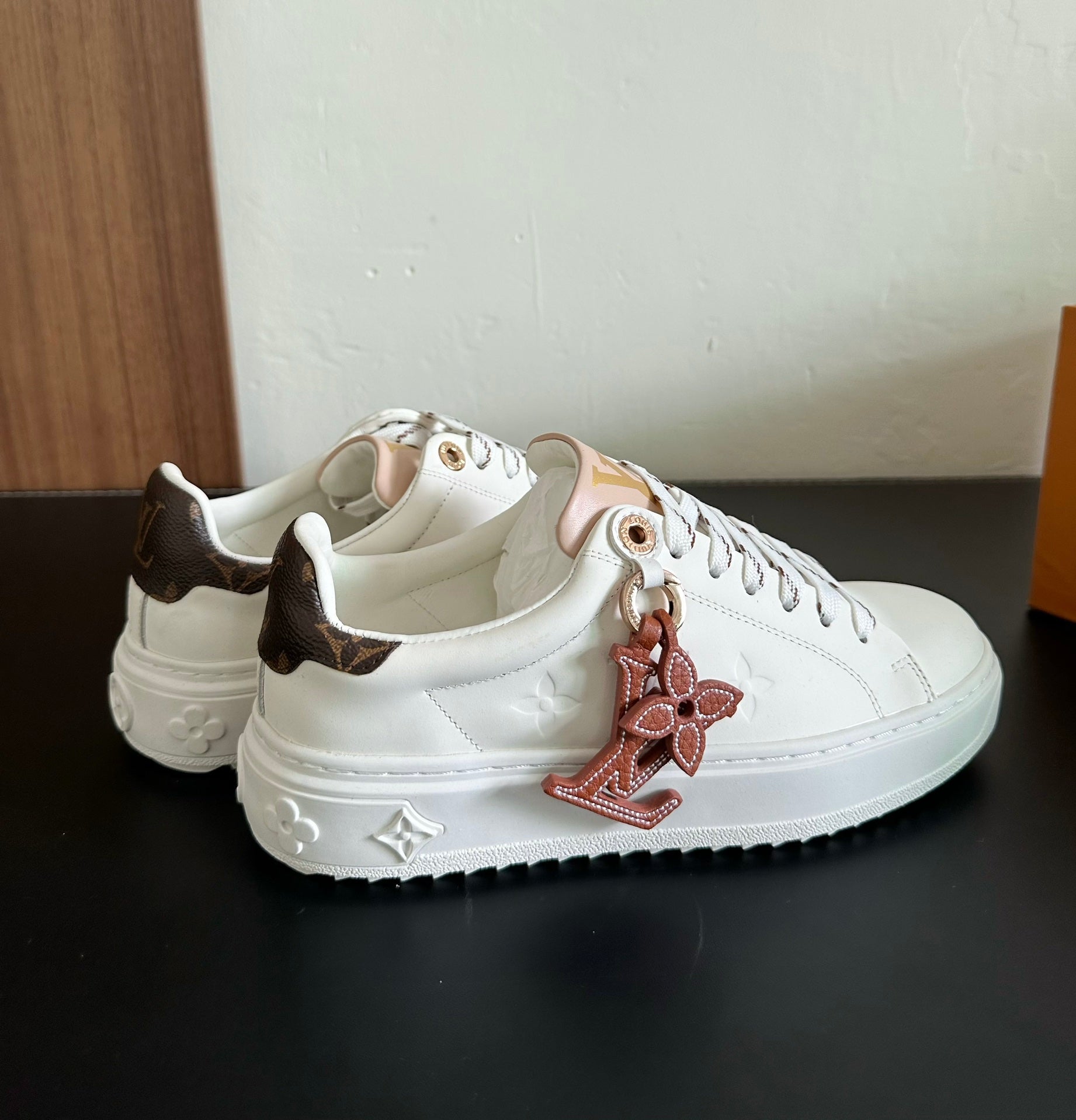 LV Time Out Sneakers White Mix Brown Calfskin
