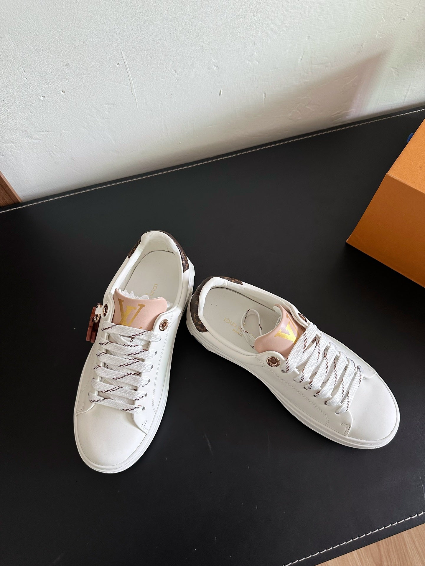 LV Time Out Sneakers White Mix Brown Calfskin