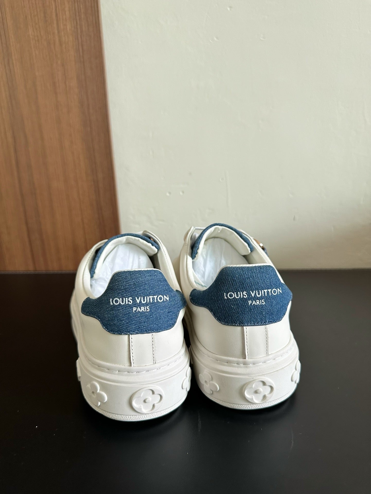 LV Time Out Sneakers White Mix Dark Blue Calfskin