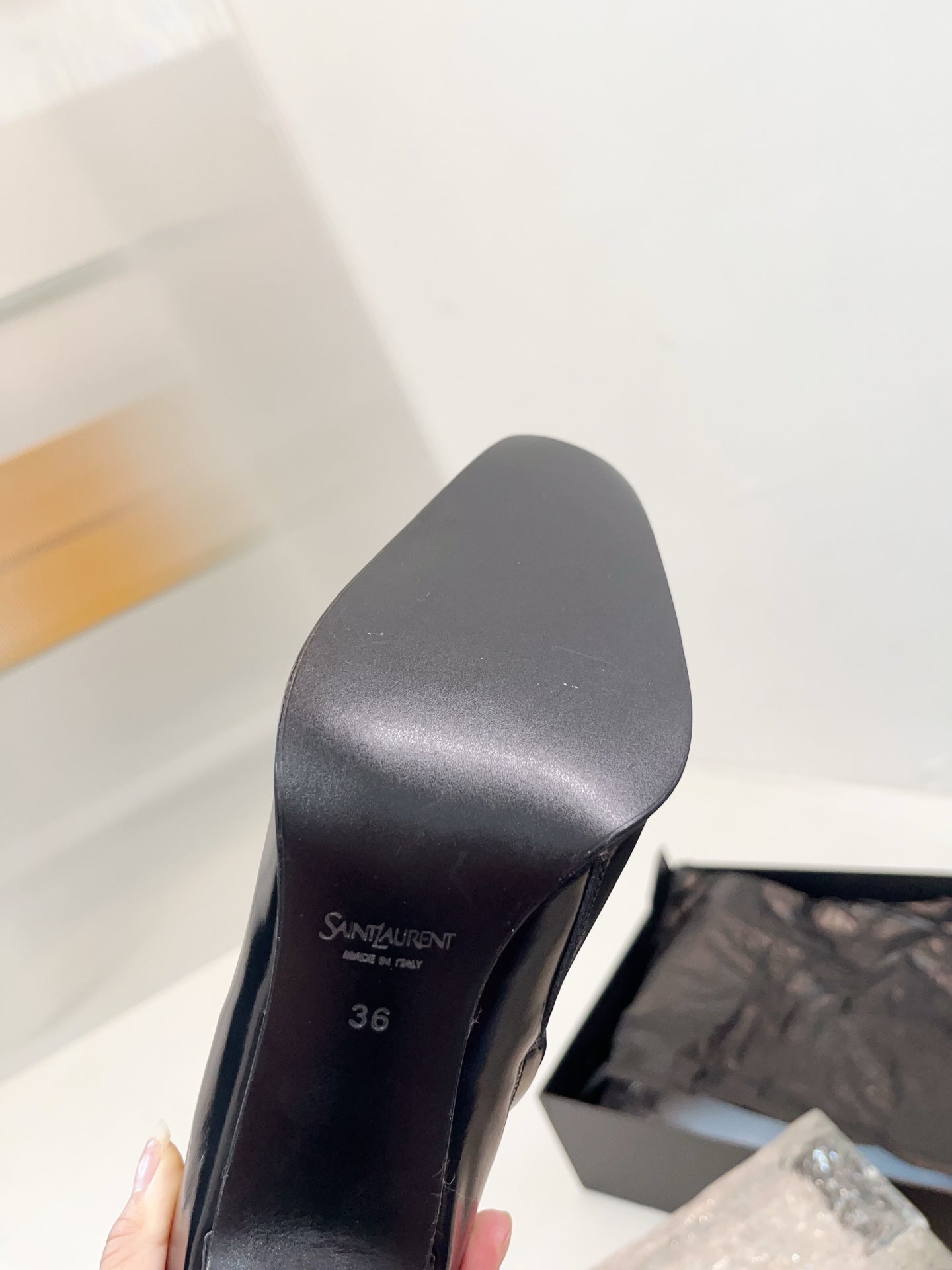 YSL 25 Long Boot Black Cowhide 522268