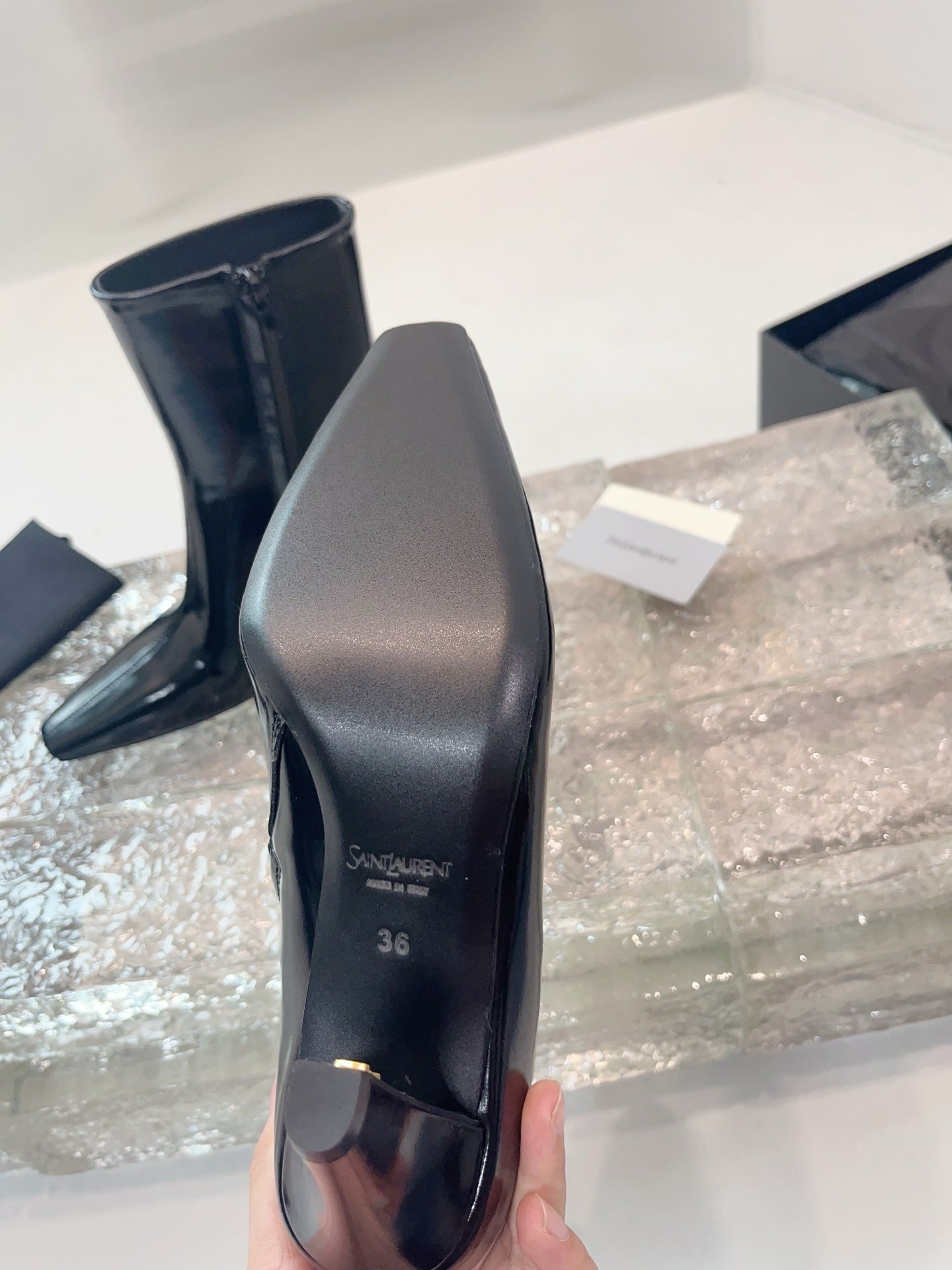 YSL 25  High-heeled Boot Black Cowhide 522267