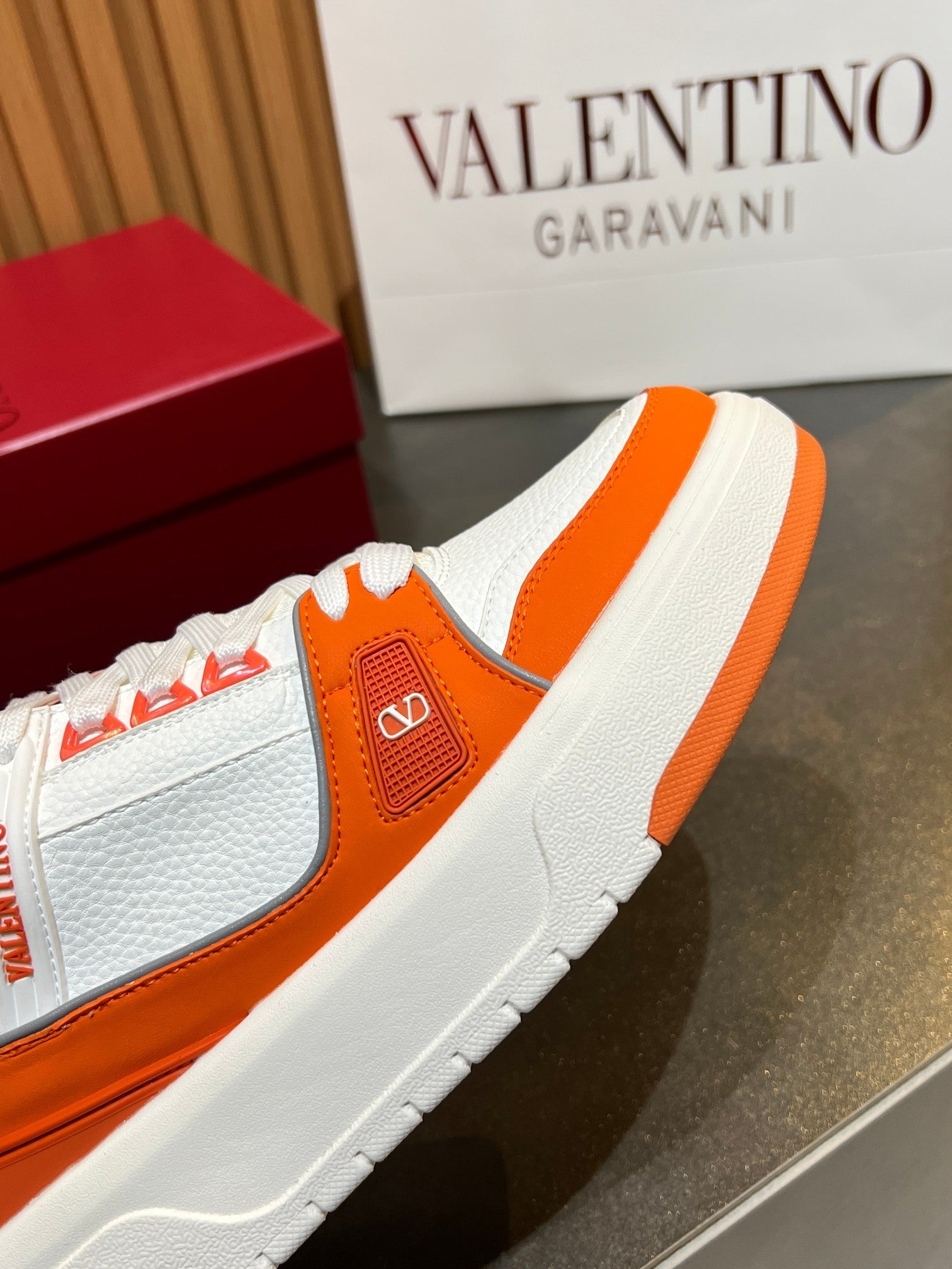 VT 25S Couple Sneakers White Orange Calfskin 563113