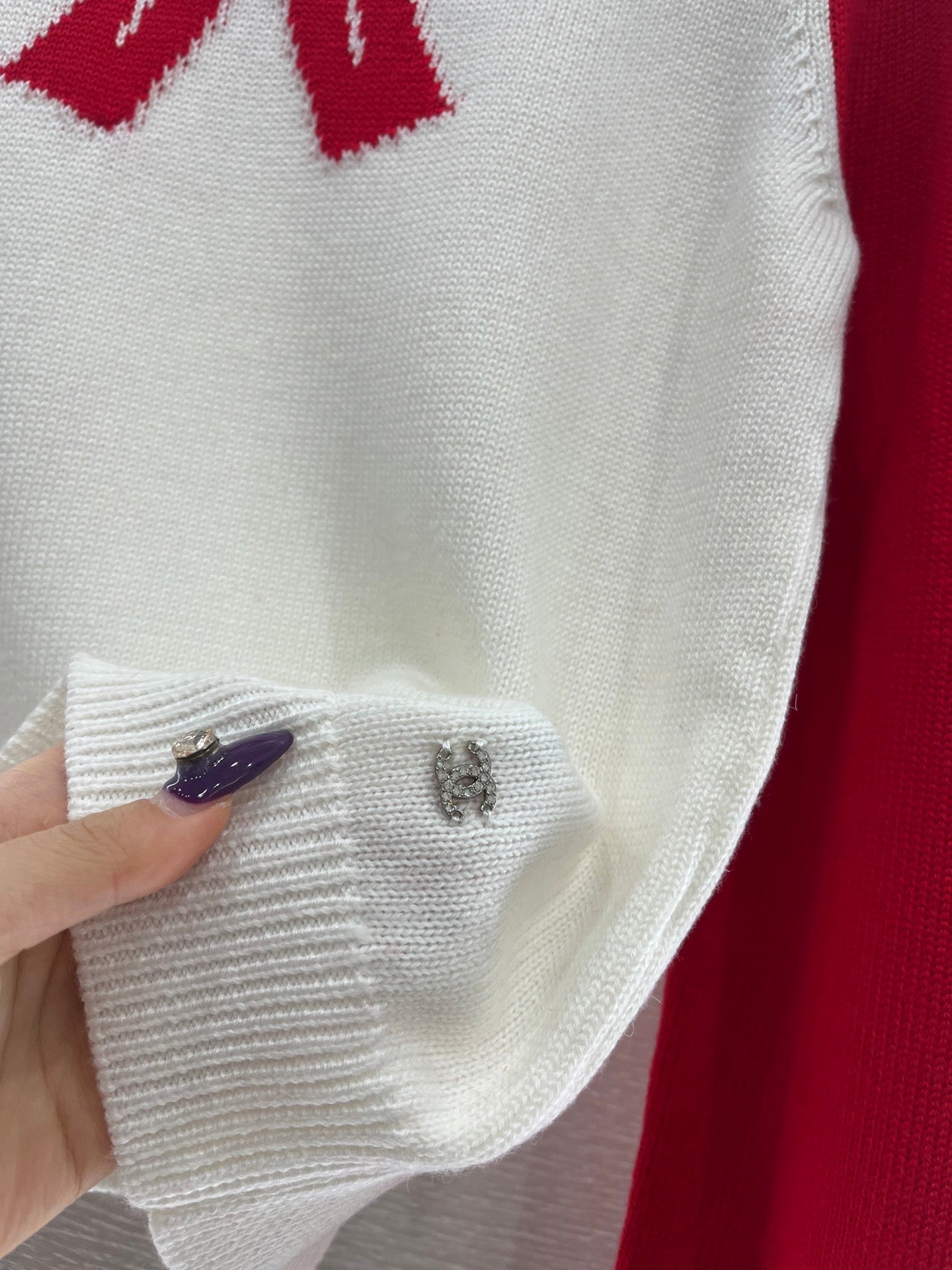 Chanel 2025 Bow Sweater White mix Red Wool 99220
