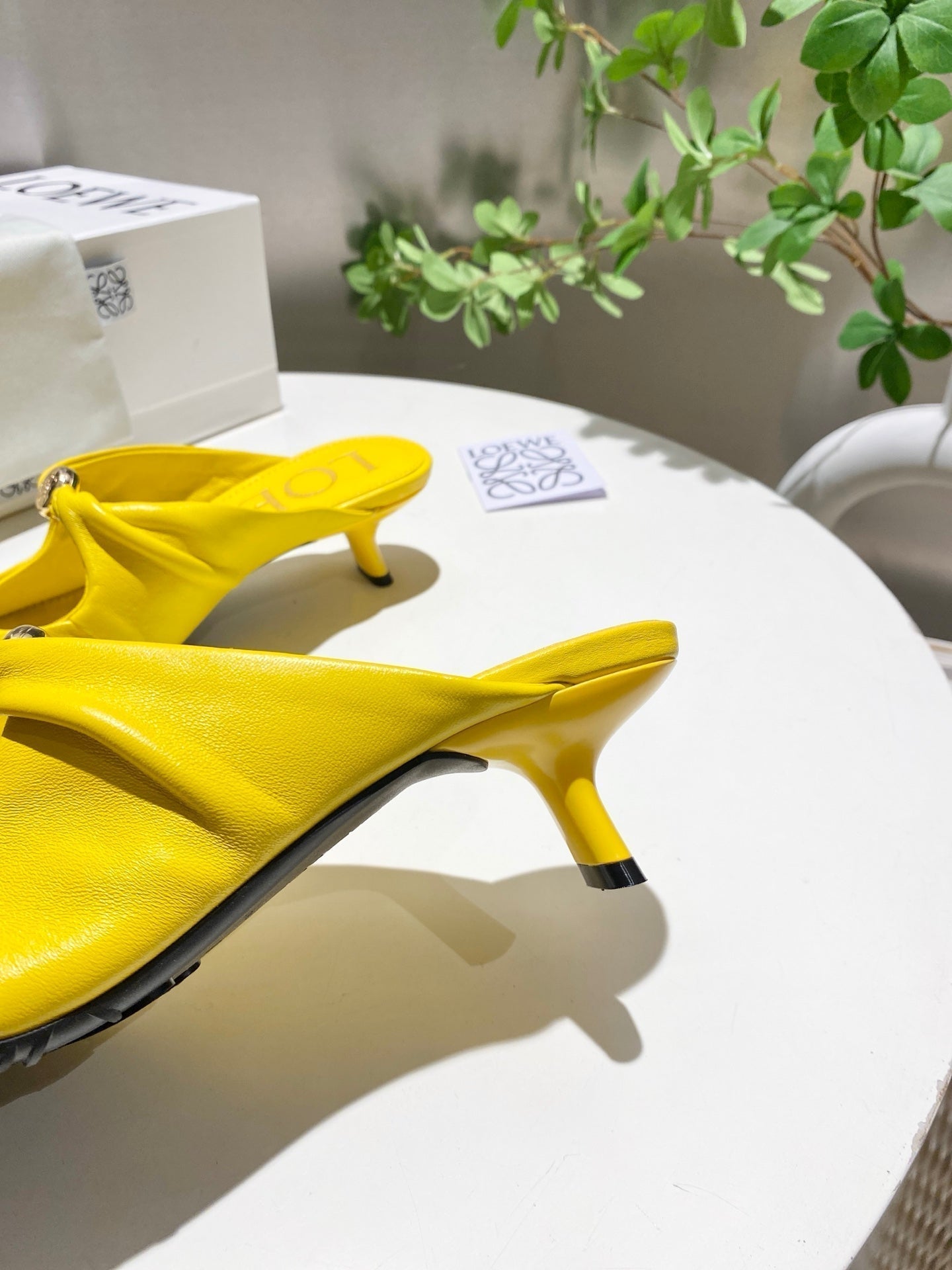 Loewe 25 Pebble Mule Yellow Lambskin