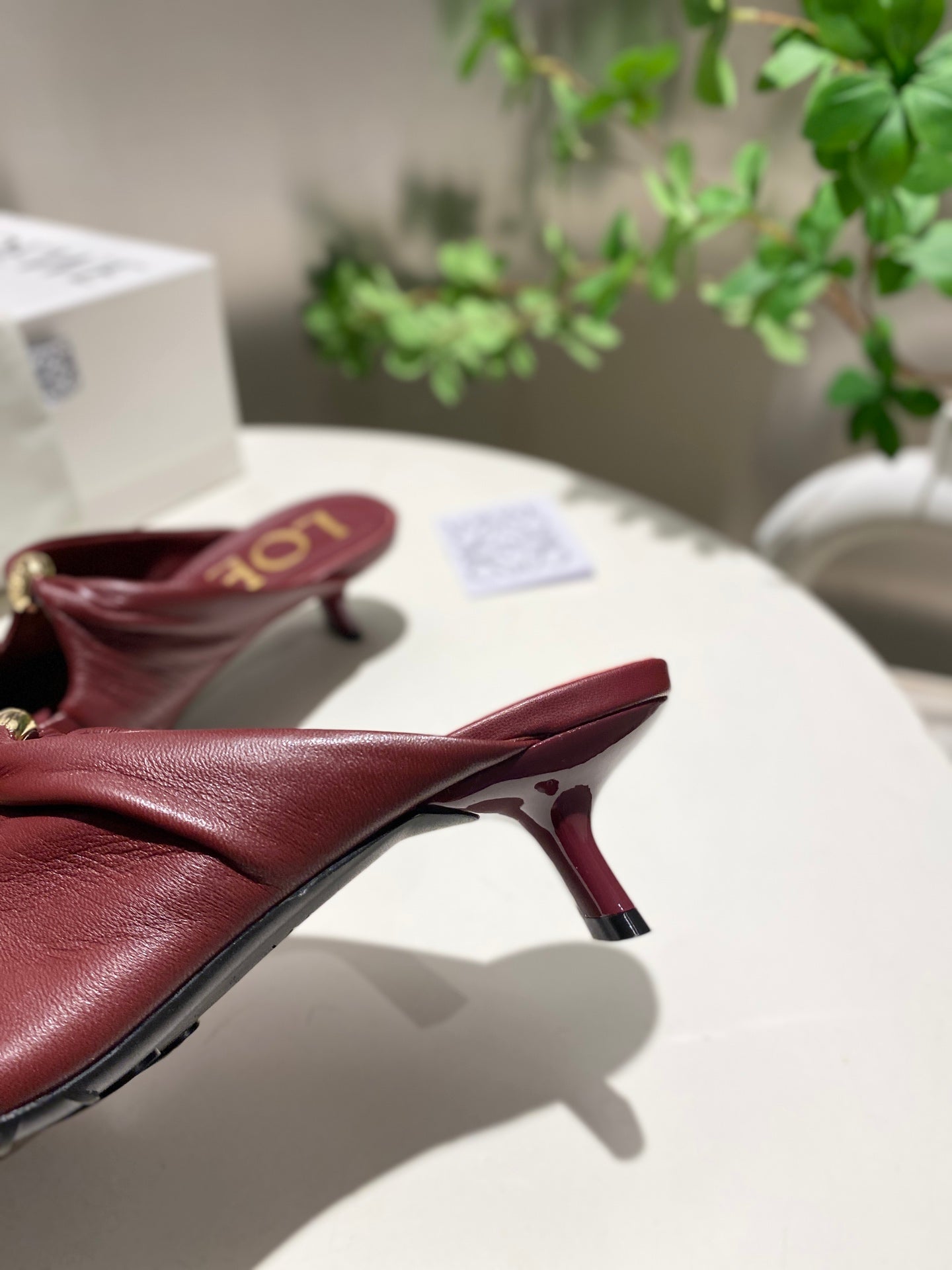 Loewe 25 Pebble Mule Ruby Red Lambskin