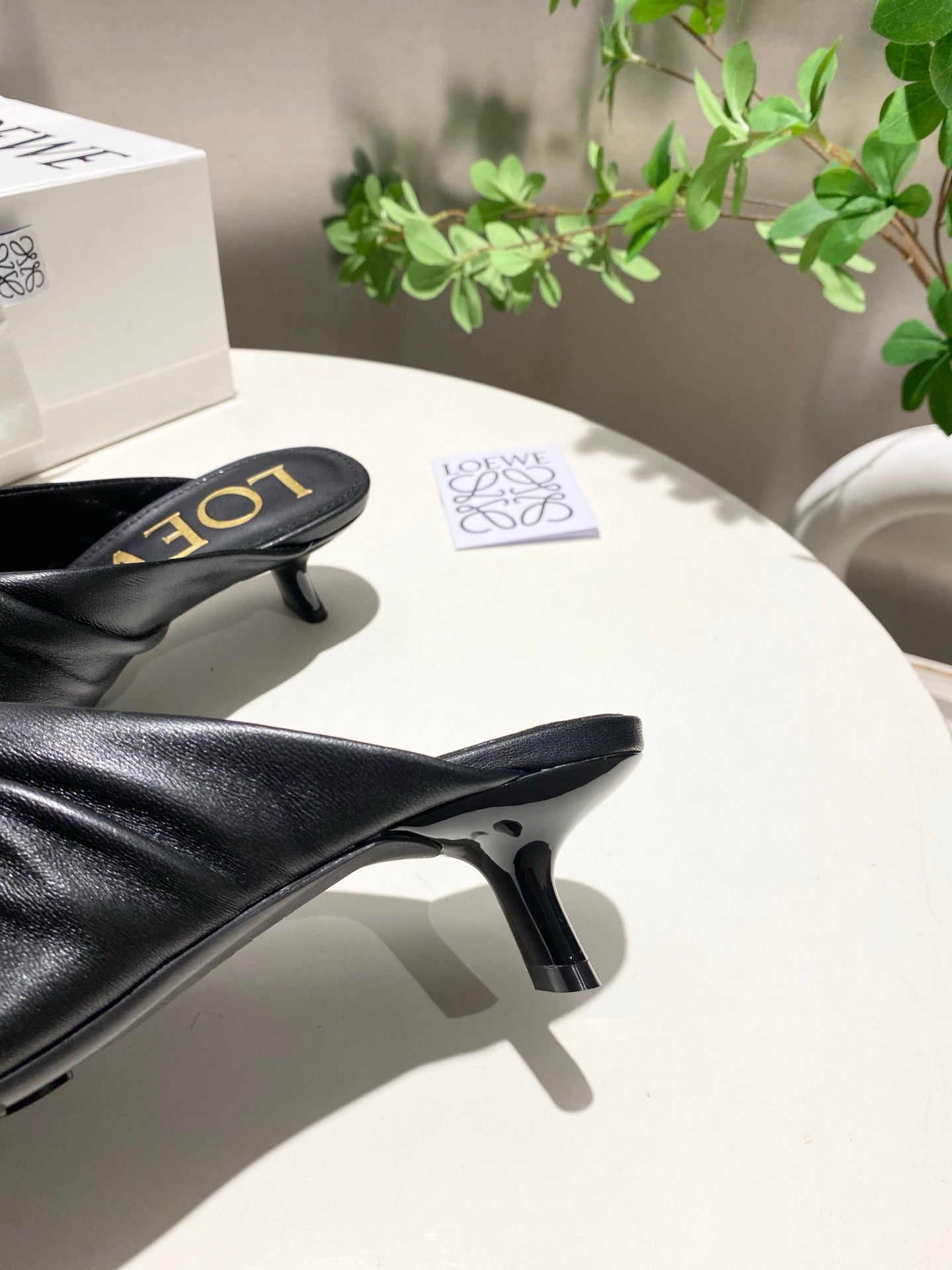 Loewe 25 Pebble Mule Black Lambskin