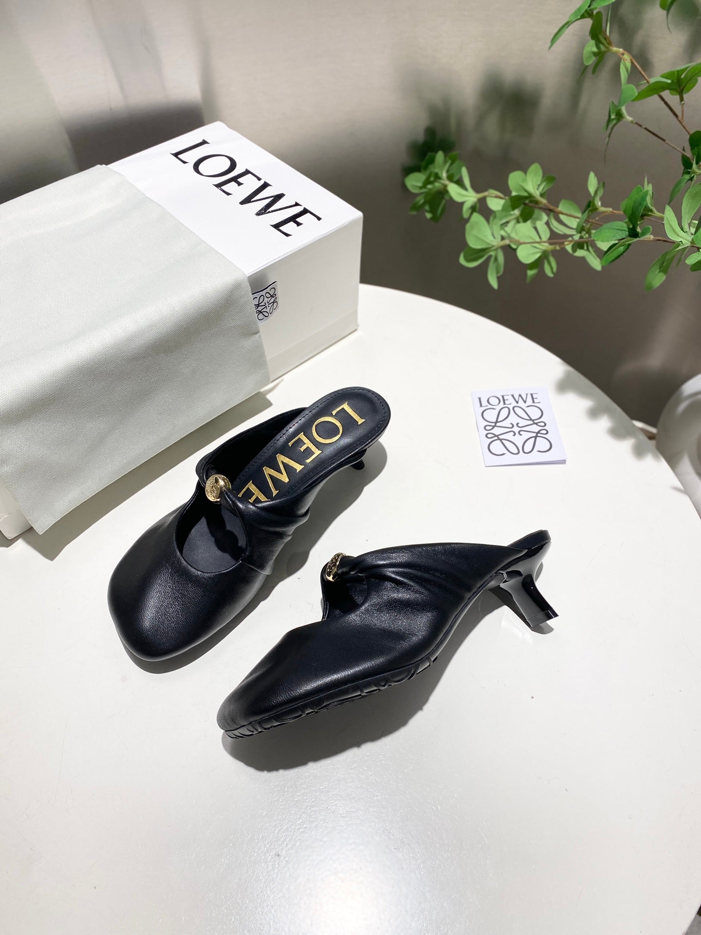 Loewe 25 Pebble Mule Black Lambskin
