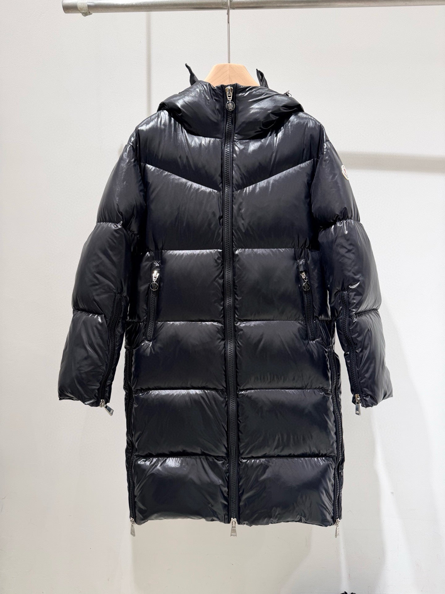 MC 2025 Long Down Coat Glossy Black Polyester