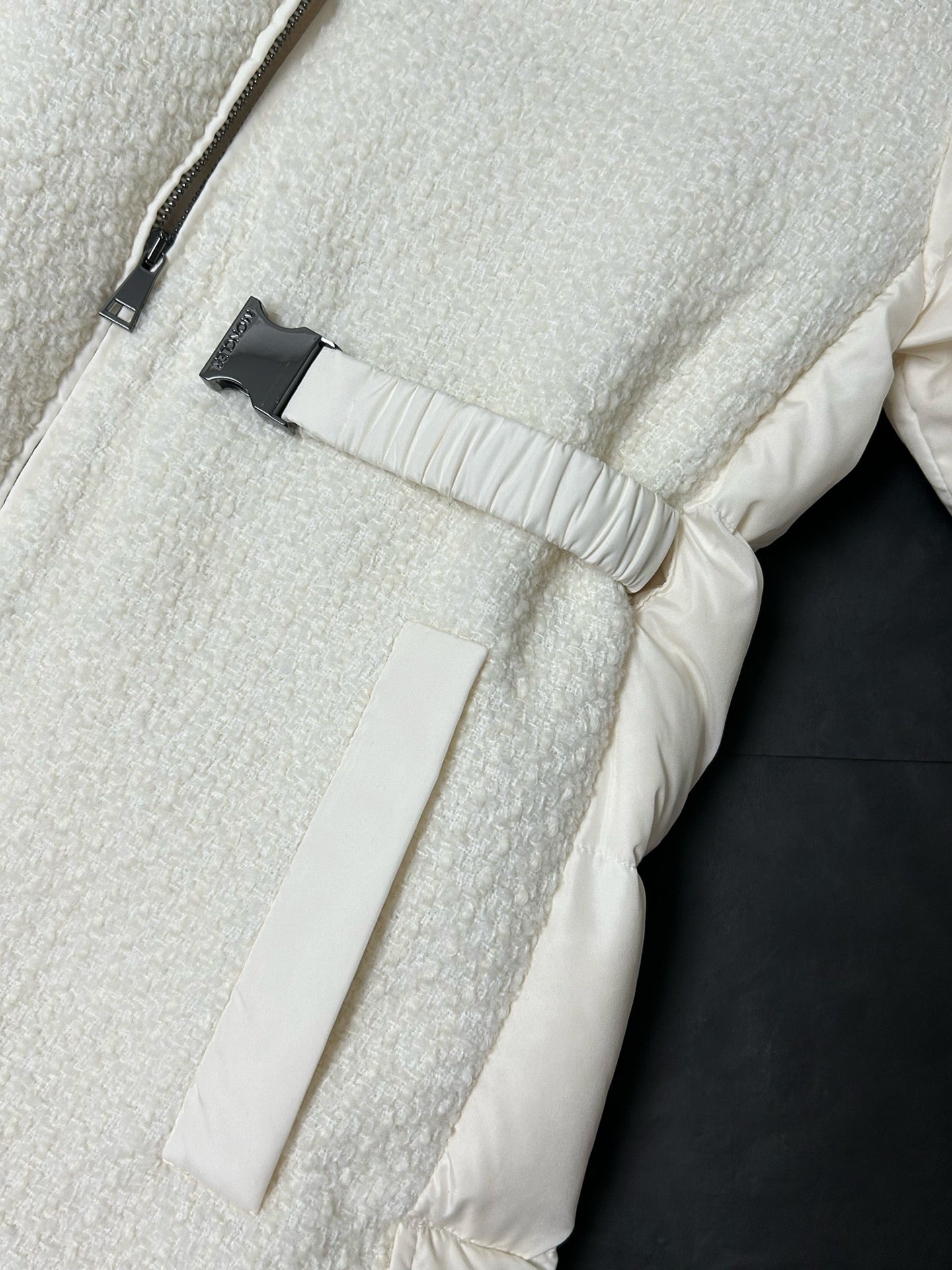 Moncler 2025 Caille Long Down Coat White Wool