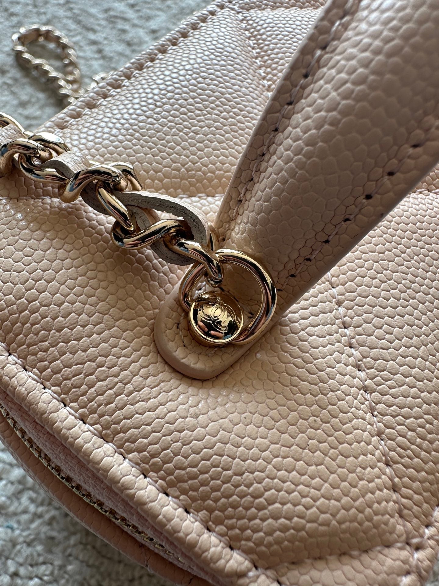 Chanel 2025 Vanity 17cm Bag Light Beige Caviar Leather 320296