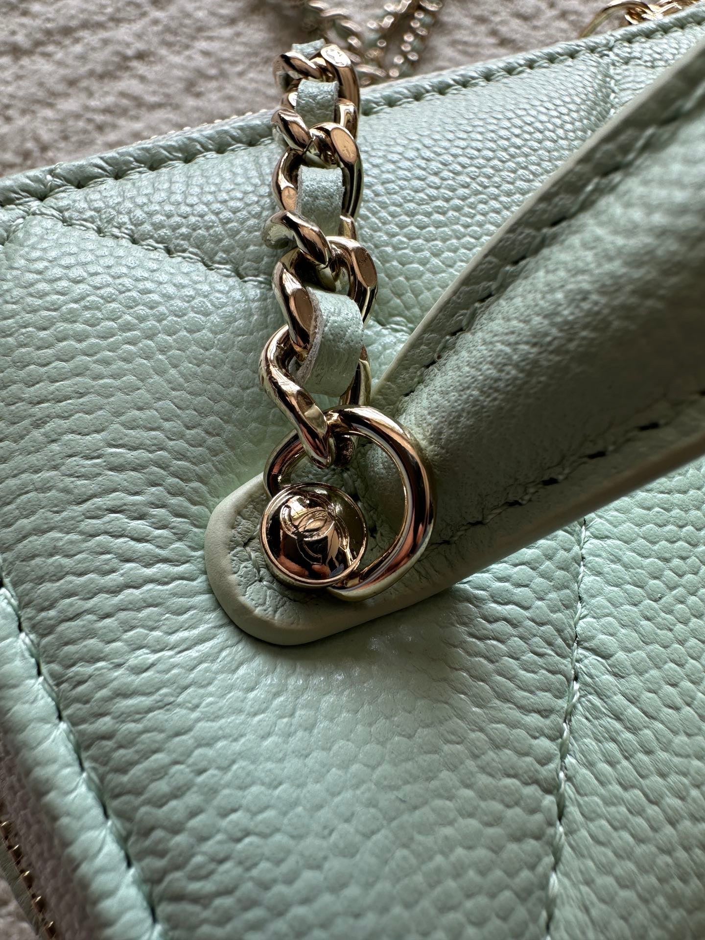 Chanel 2025 Vanity 17cm Bag Mint Green Caviar Leather 320297