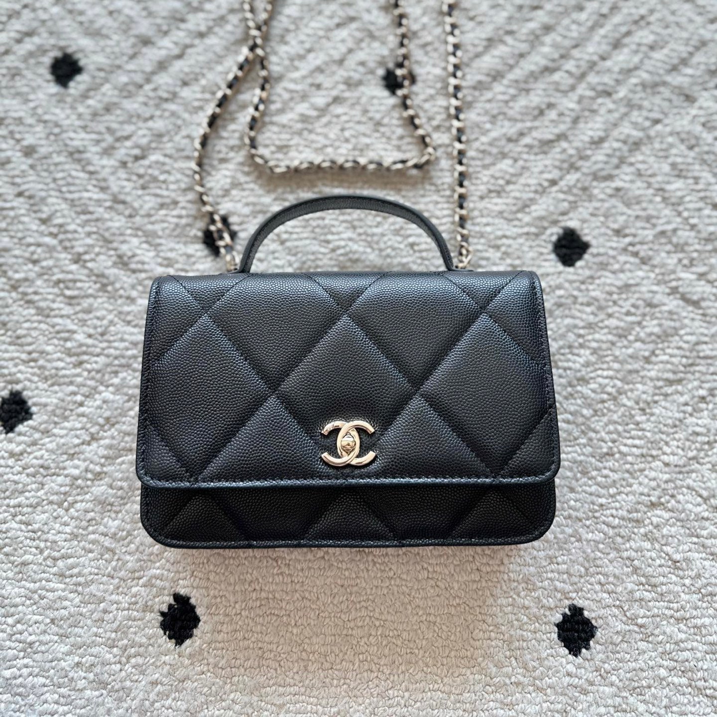 Chanel 2025 Trendy CC Wallet on Chain 19cm Bag Black Caviar Leather 320291