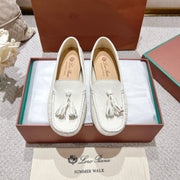 LP Dot sole walk mocassinown White Wrinkled Cowhide 215008