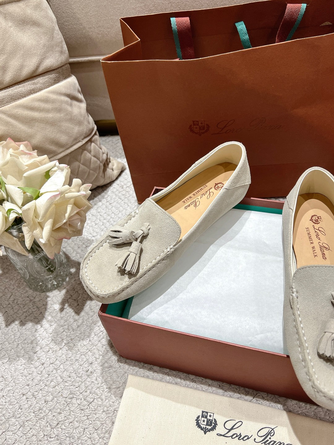 LP Dot sole walk mocassinown Abalone Grey Suede 215004