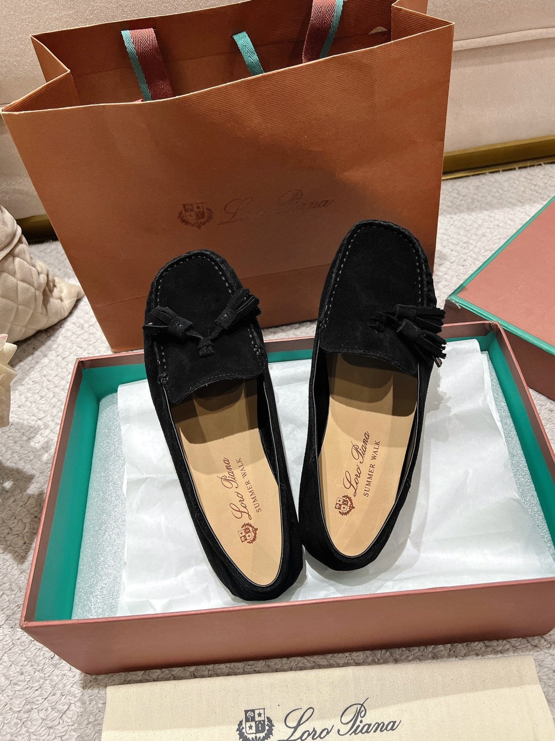 LP Dot sole walk mocassin Black Suede 215000