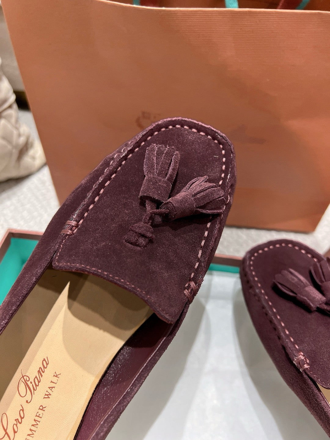 LP Dot sole walk mocassinown Dark Burgundy Suede 215005