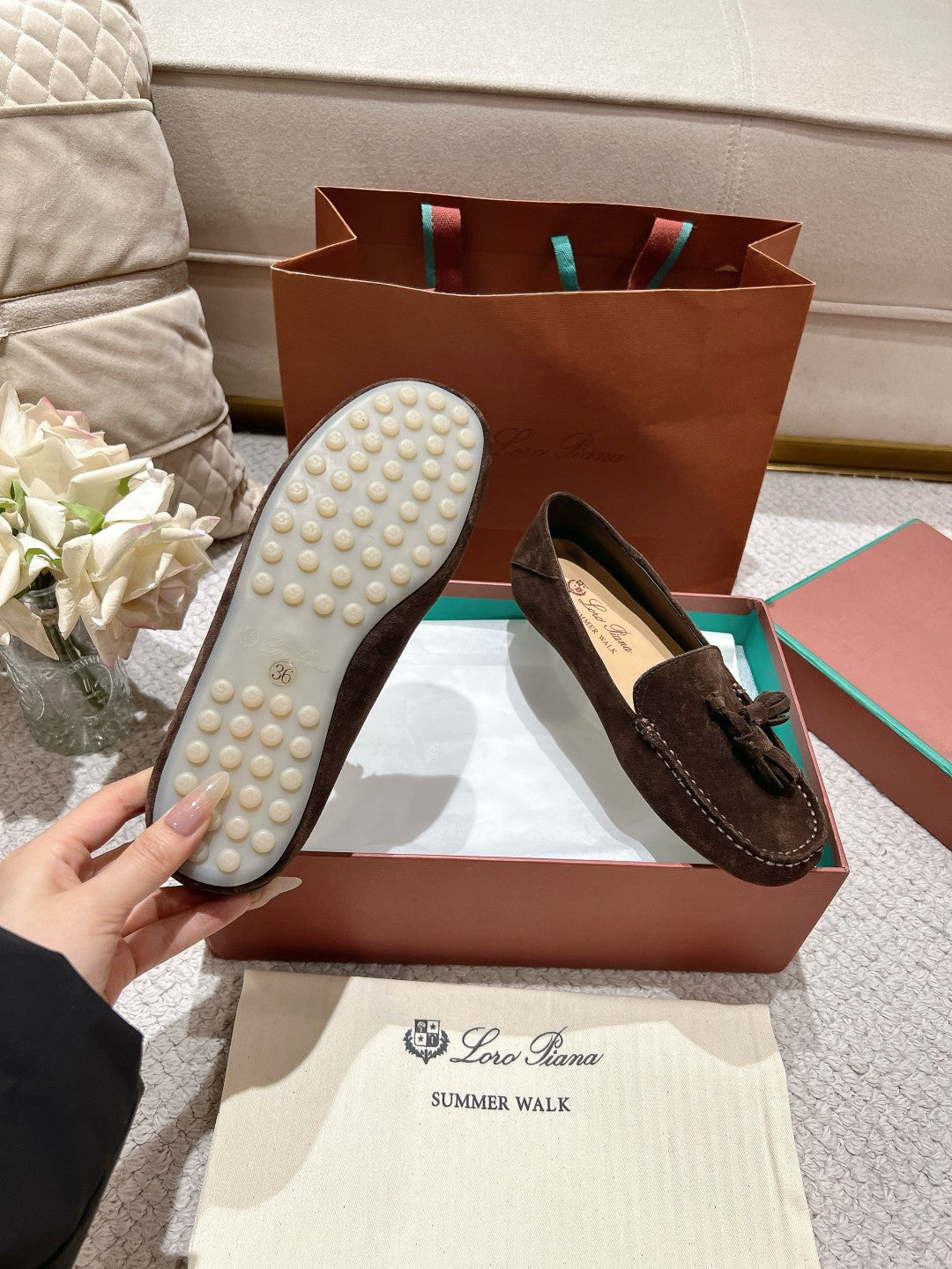 LP Dot sole walk mocassinown Pepper Brown Suede 215002