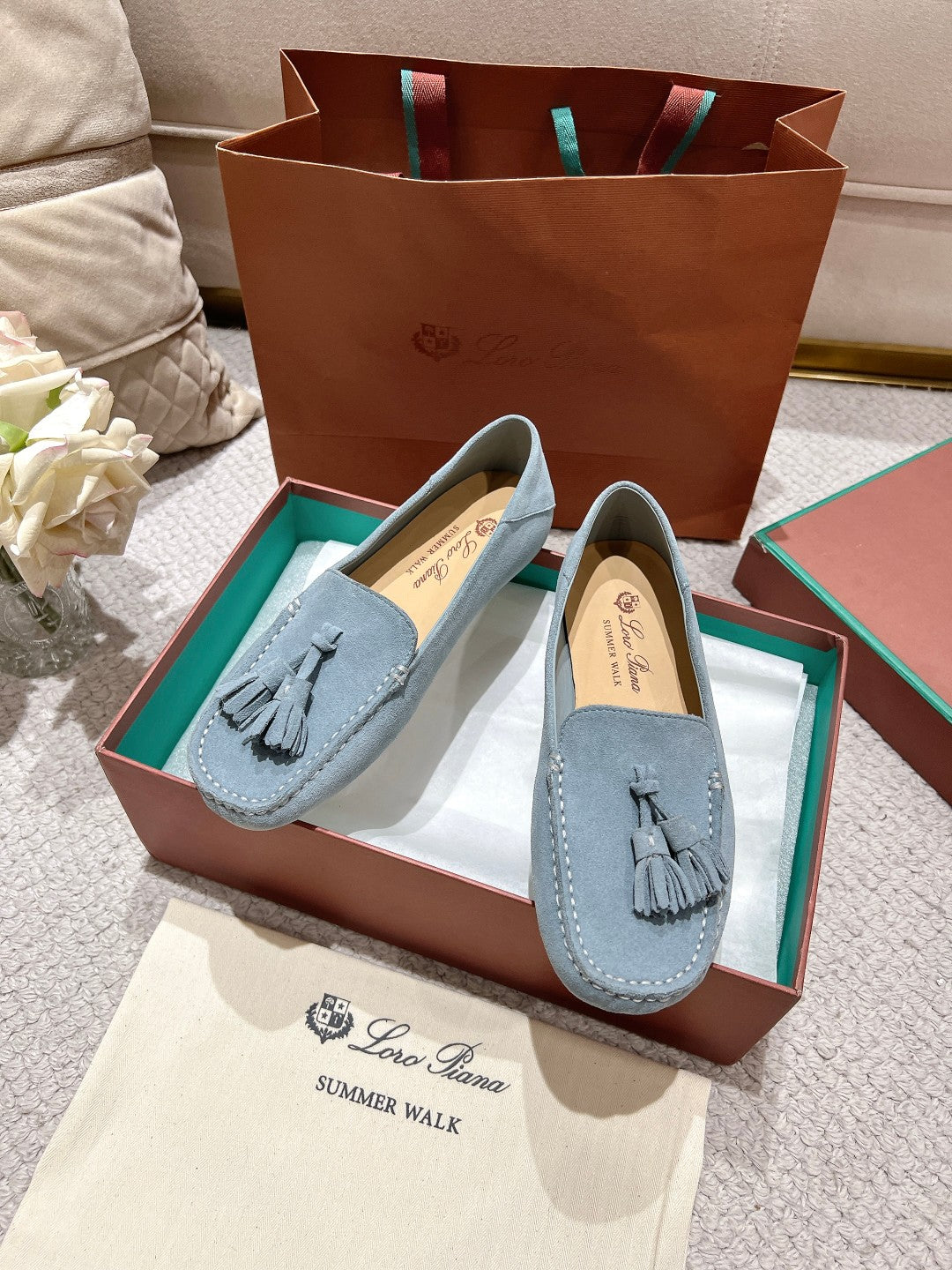 LP Dot sole walk mocassin Demin Blue Suede 214998