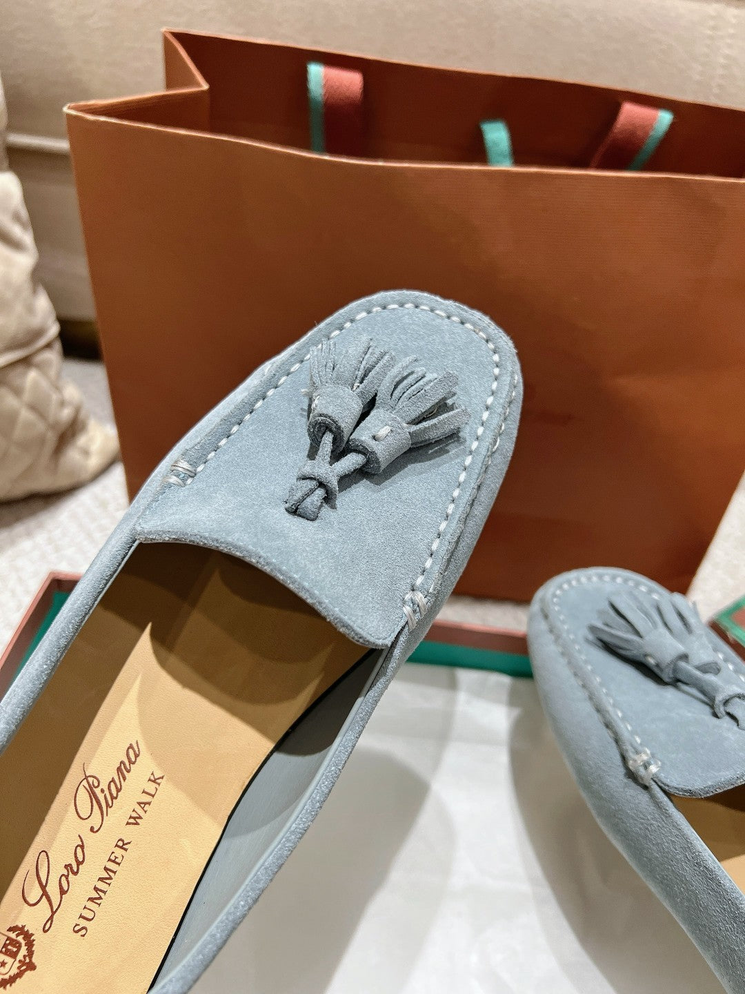 LP Dot sole walk mocassin Demin Blue Suede 214998