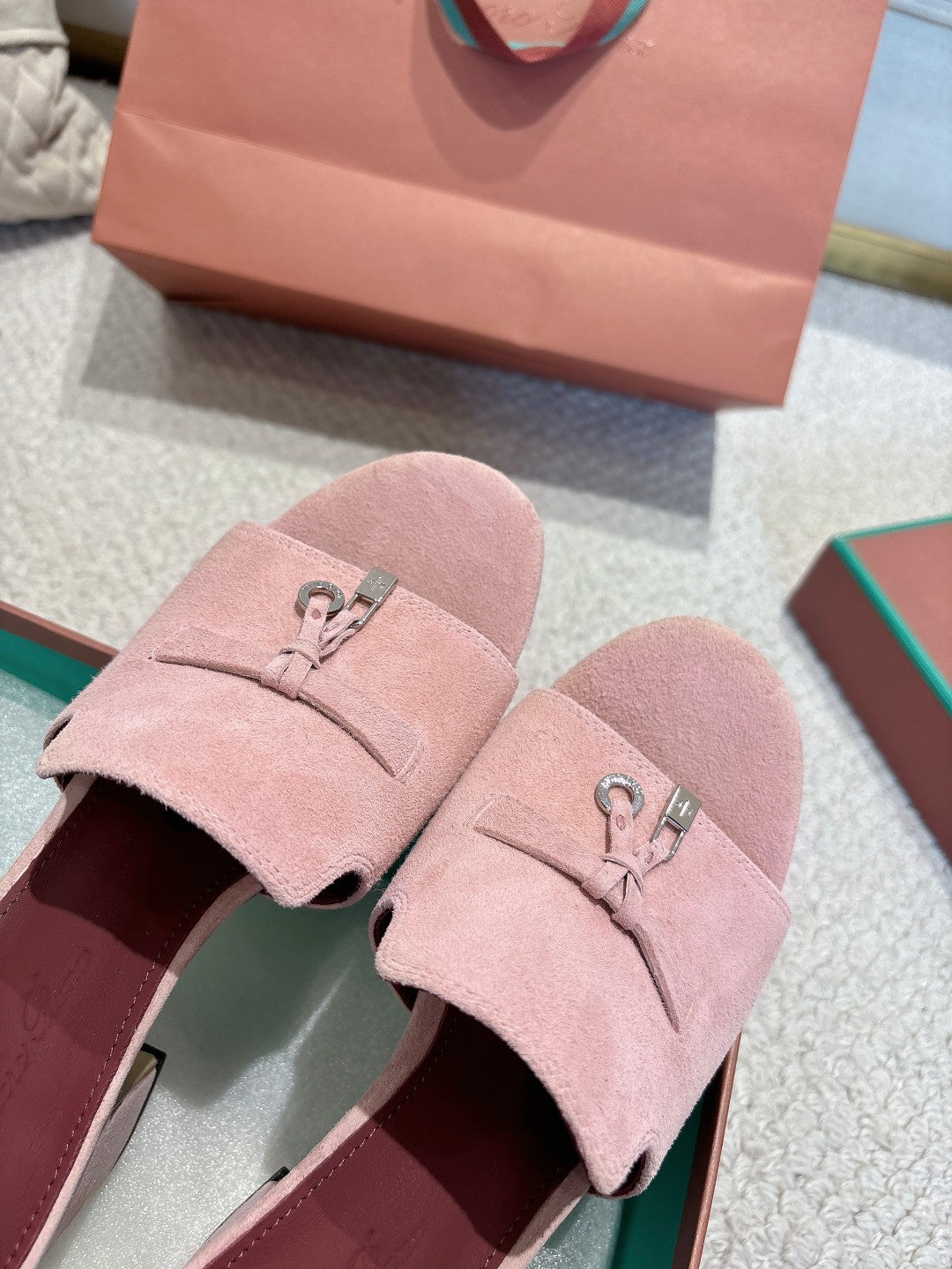 LP 25C Summer Charms Mules 55MM Pink Pastel Suede 215026