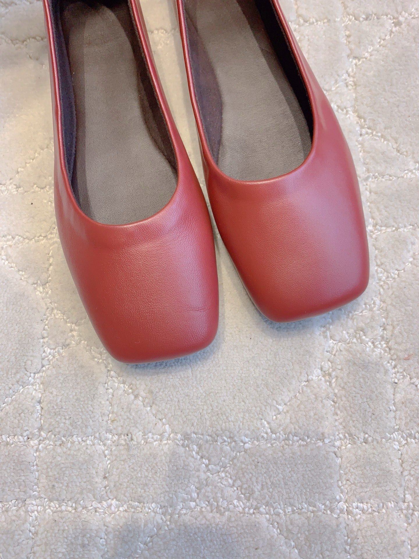 The Row 2025 Square-toe Ballet Flat Red Sheepskin 557430