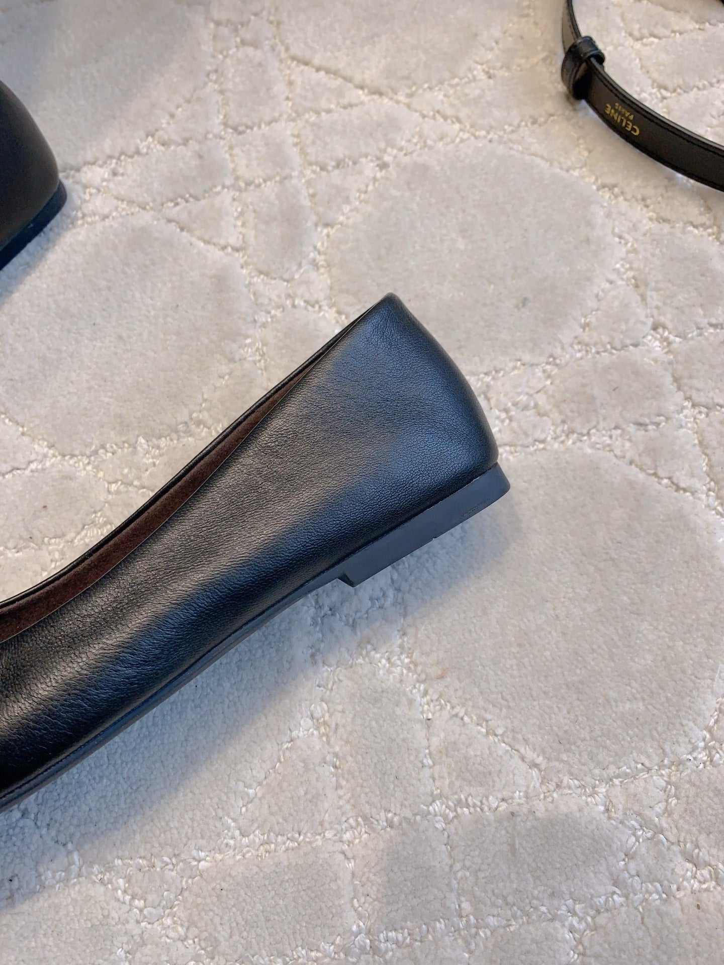 The Row 2025 Square-toe Ballet Flat Black Sheepskin 557431