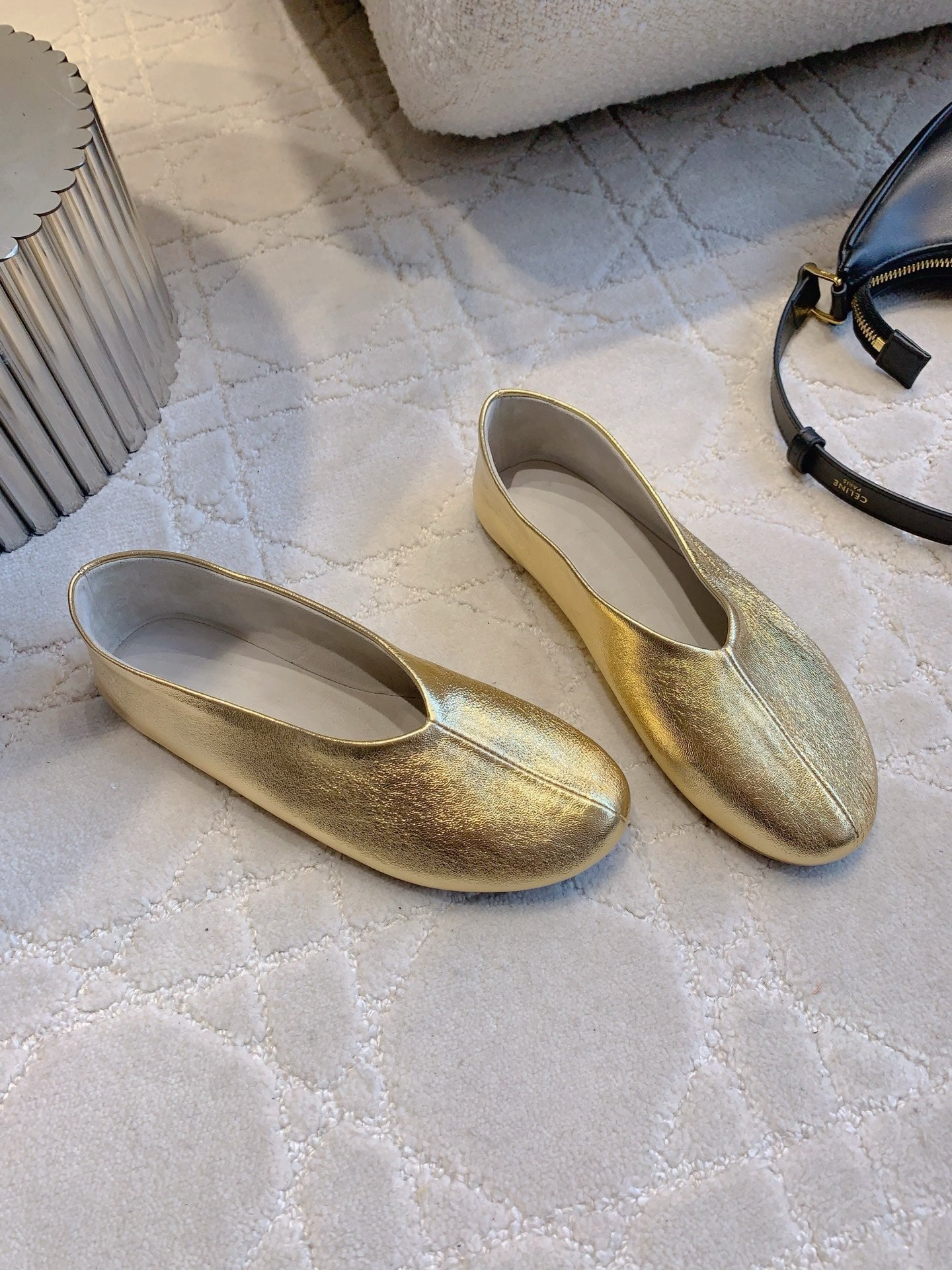 The Row 2025 Ballet Flat Gold Sheepskin 557425
