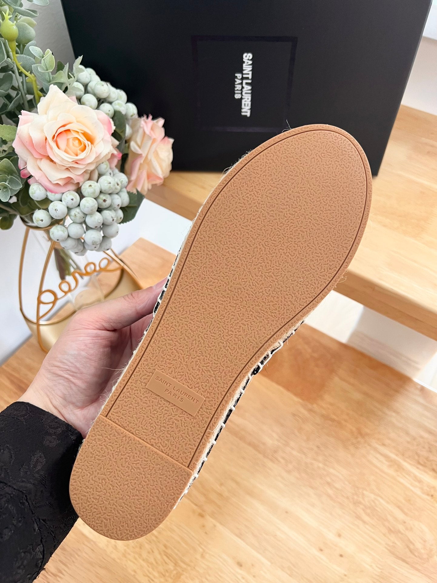 SL YVES LOGO SLIP ON BLACK CANVAS