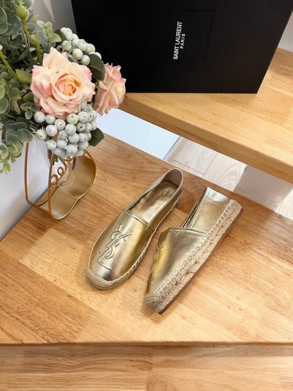 SL YVES EMBOSSED LOGO SLIP ON GOLD CALFSKIN