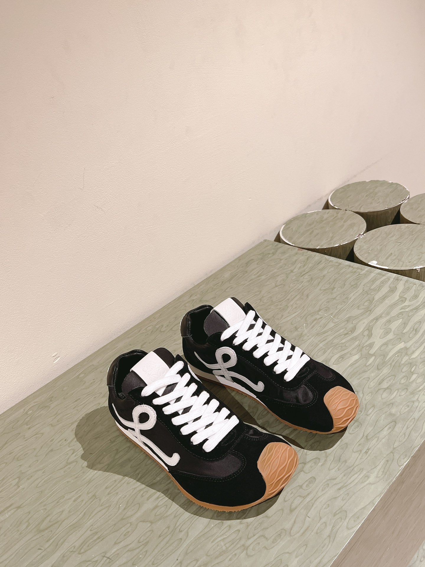 Loewe 2025 Ballet Runner 2.0 Sneaker Black White Suede 556041