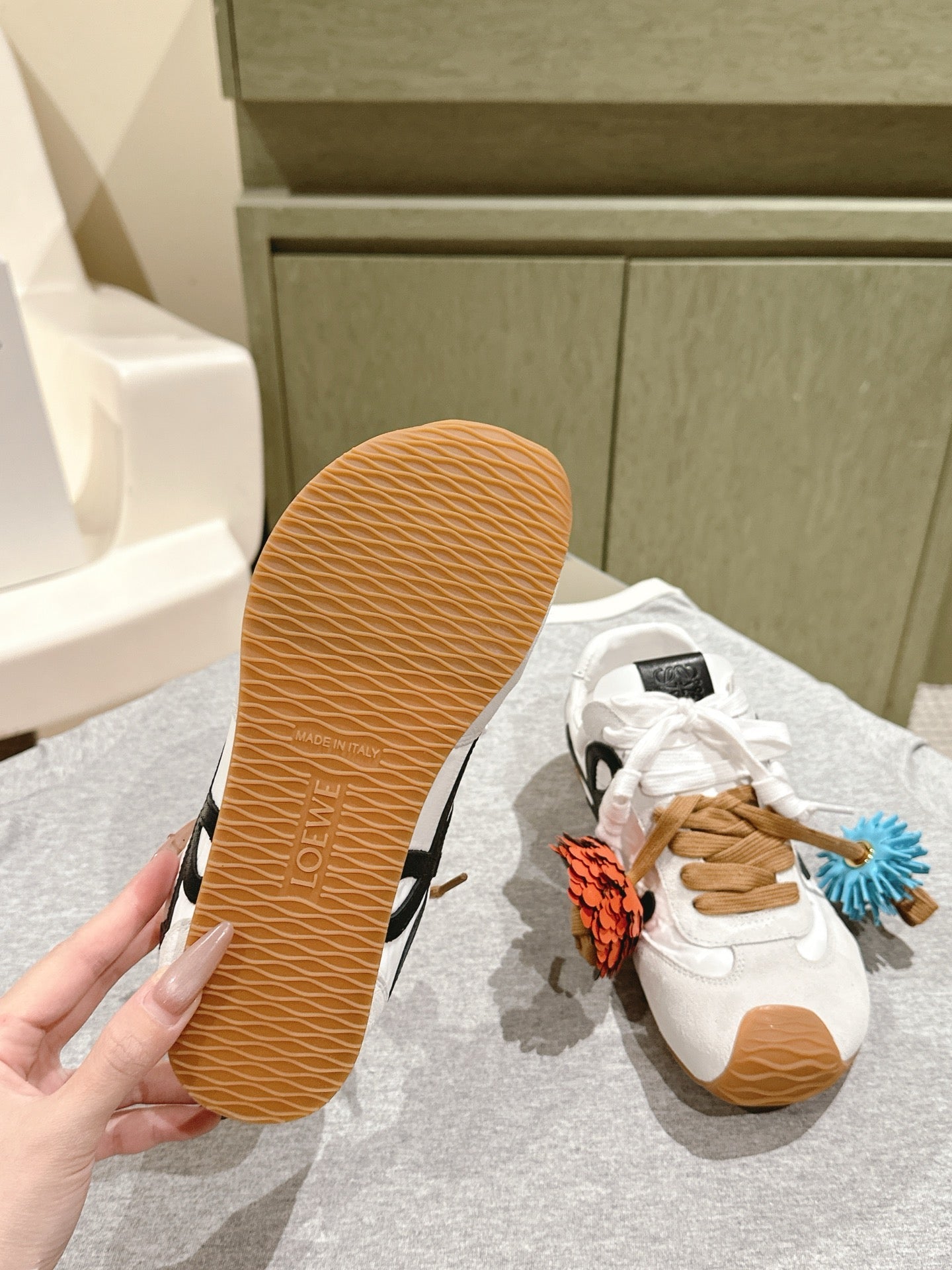 Loewe 2025 Ballet Runner 2.0 Sneaker White Suede Nylon Leather 556043