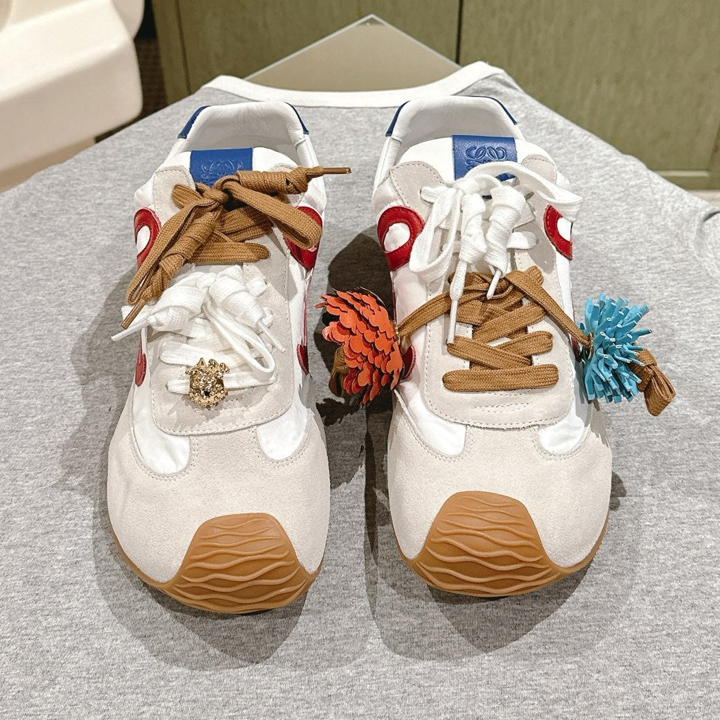 Loewe 2025 Ballet Runner 2.0 Sneaker White Blue Suede Nylon Leather 556046