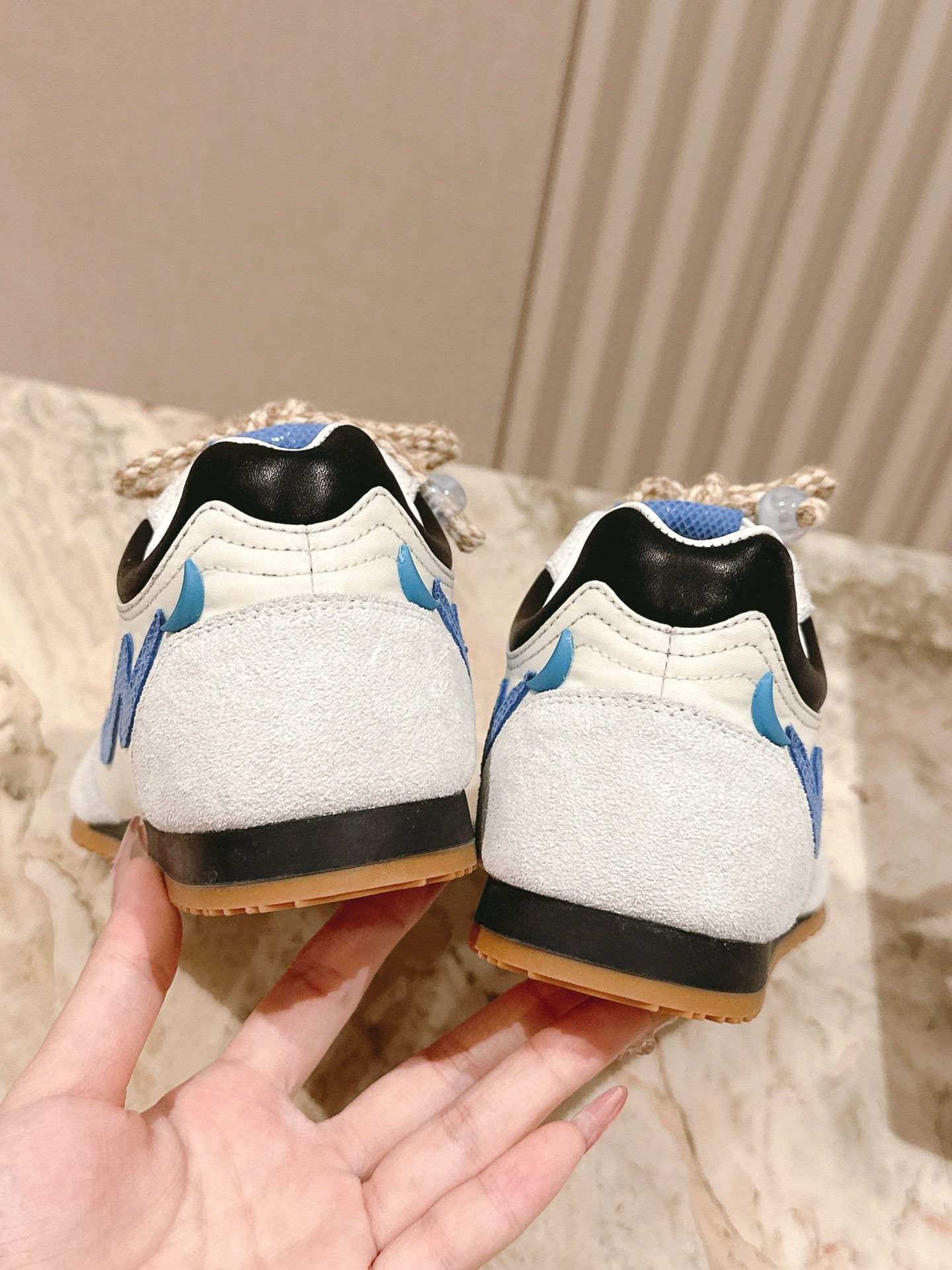 Loewe 2025 Paula's Ibiza Flow Runner Sneaker Ivory Blue Suede Leather 556048