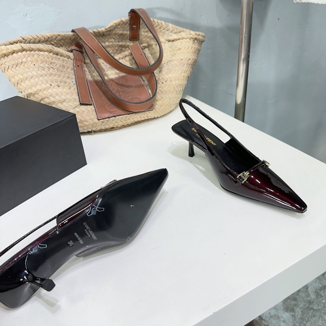 SL CARINE SLINGBACKS PUMP 60 WINE CALFSKIN