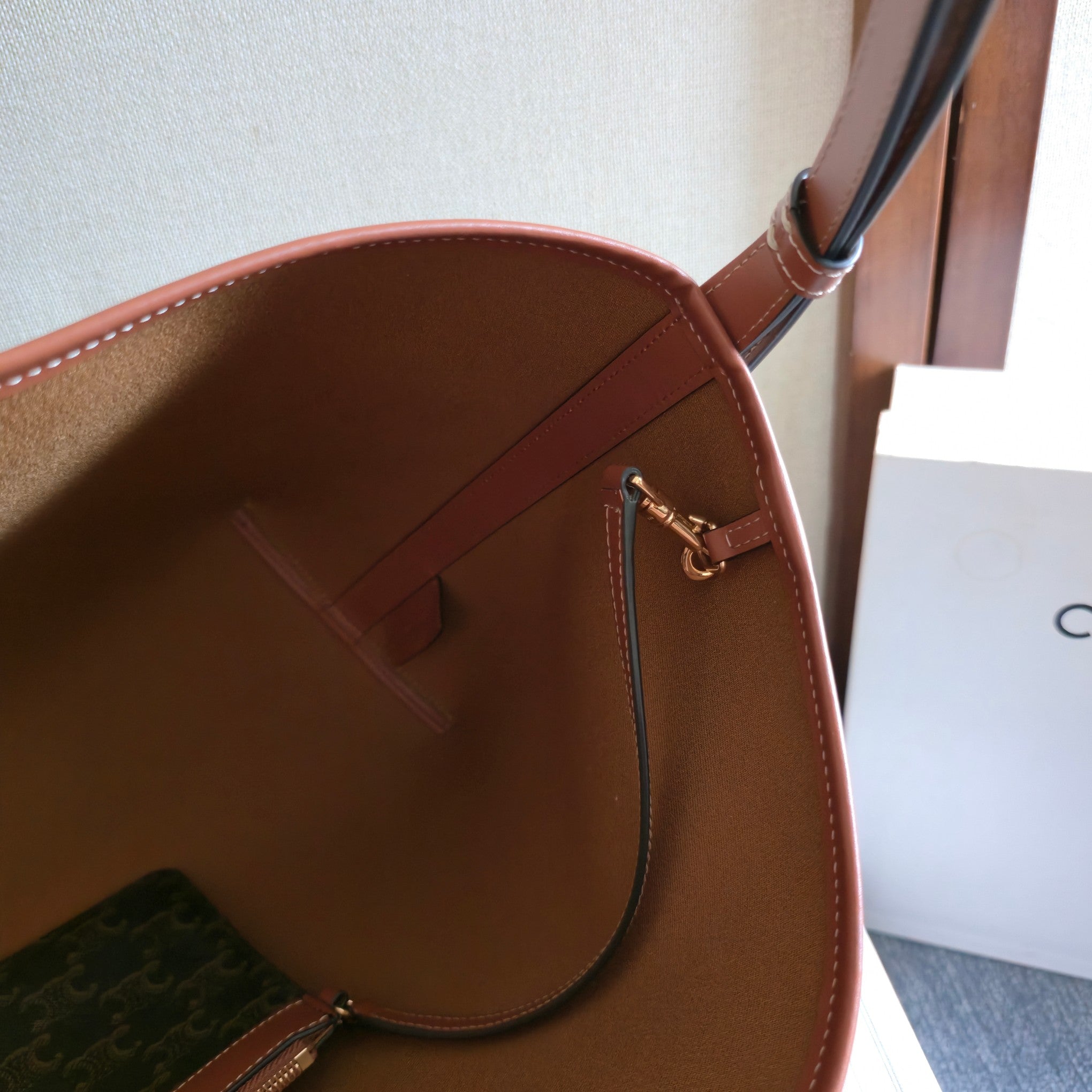 Celine 2025 Soft Shopper Bag Black Tan Canvas Calfskin 276292