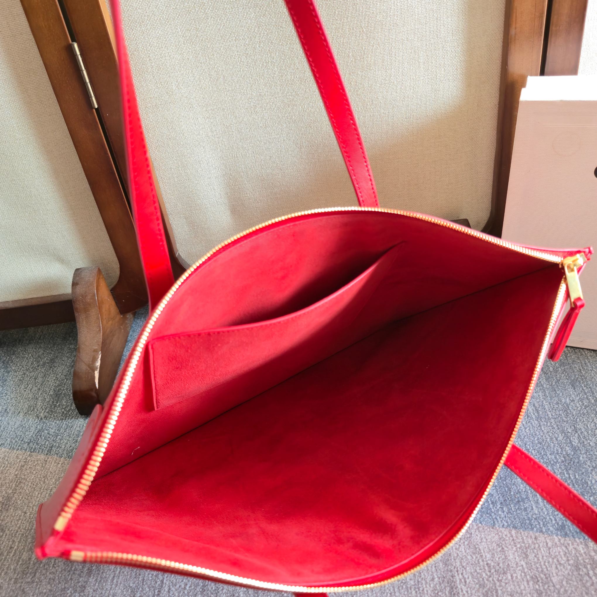 Celine 2026 Flat Cabas New Luggage Bag Red Calfskin 276209