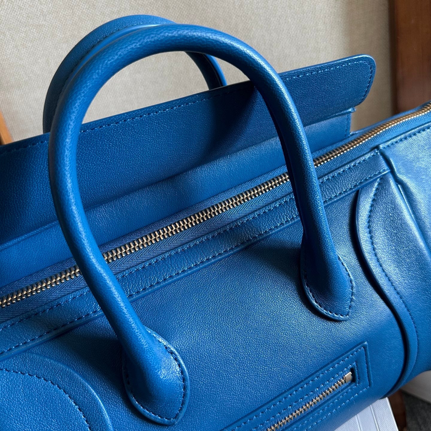 Celine 2026 Luggage Blue Shiny Lambskin 276254
