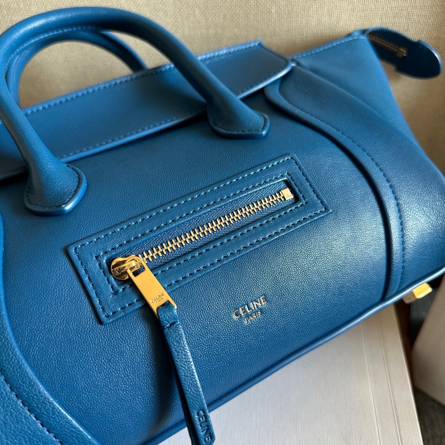 Celine 2026 Luggage Blue Shiny Lambskin 276254