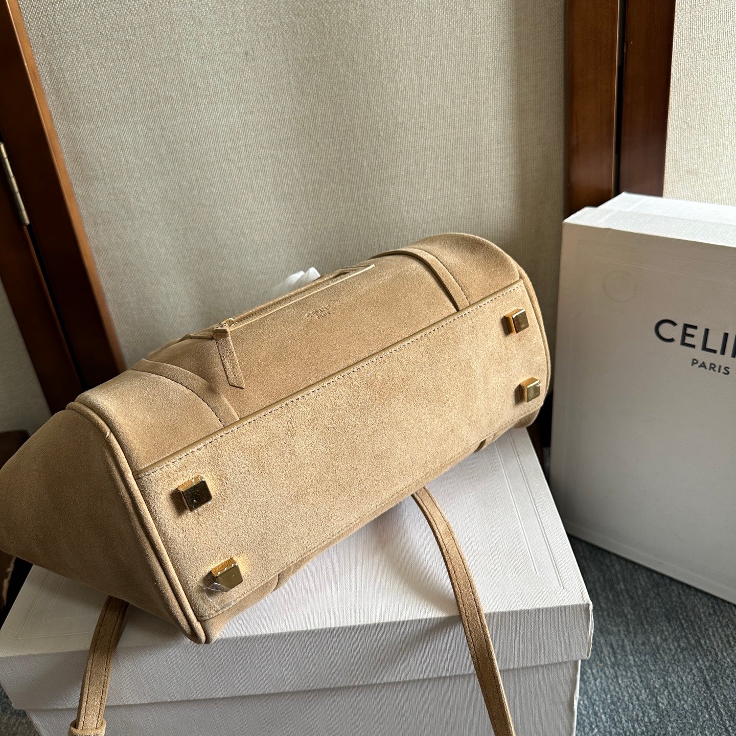 Celine 2026 Luggage Beige Suede Calfskin 276258
