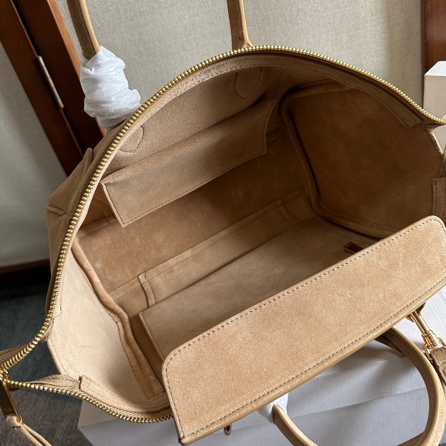 Celine 2026 Luggage Beige Suede Calfskin 276258