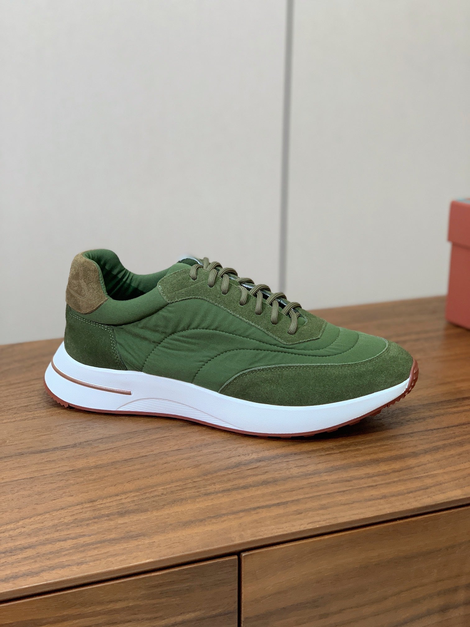 LP Week End Walk Sneaker In Hunter Green Denim Fabric And Sudede 984387